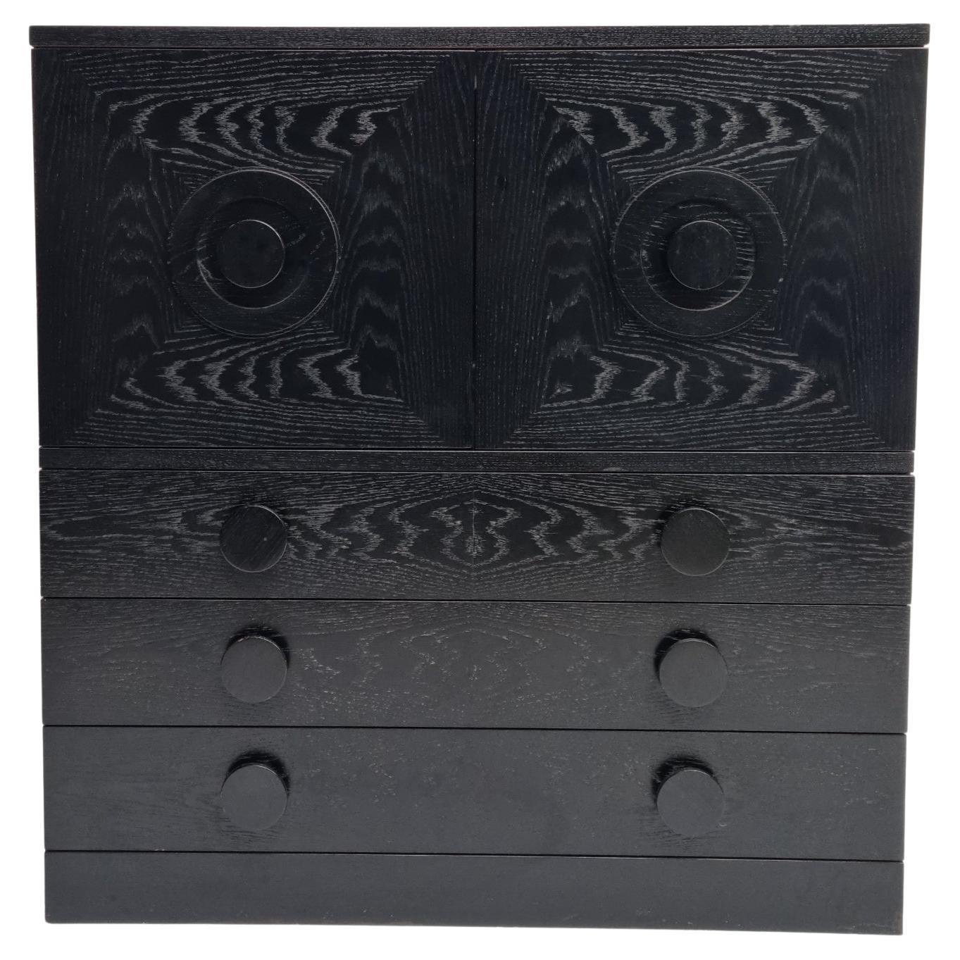 Black Brutalist Bar Cabinet, Two Doors, Three Drawers, Belgium, 1970s