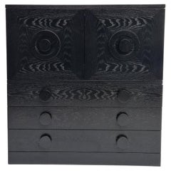 Black Brutalist Bar Cabinet, Two Doors, Three Drawers, Belgium, 1970s