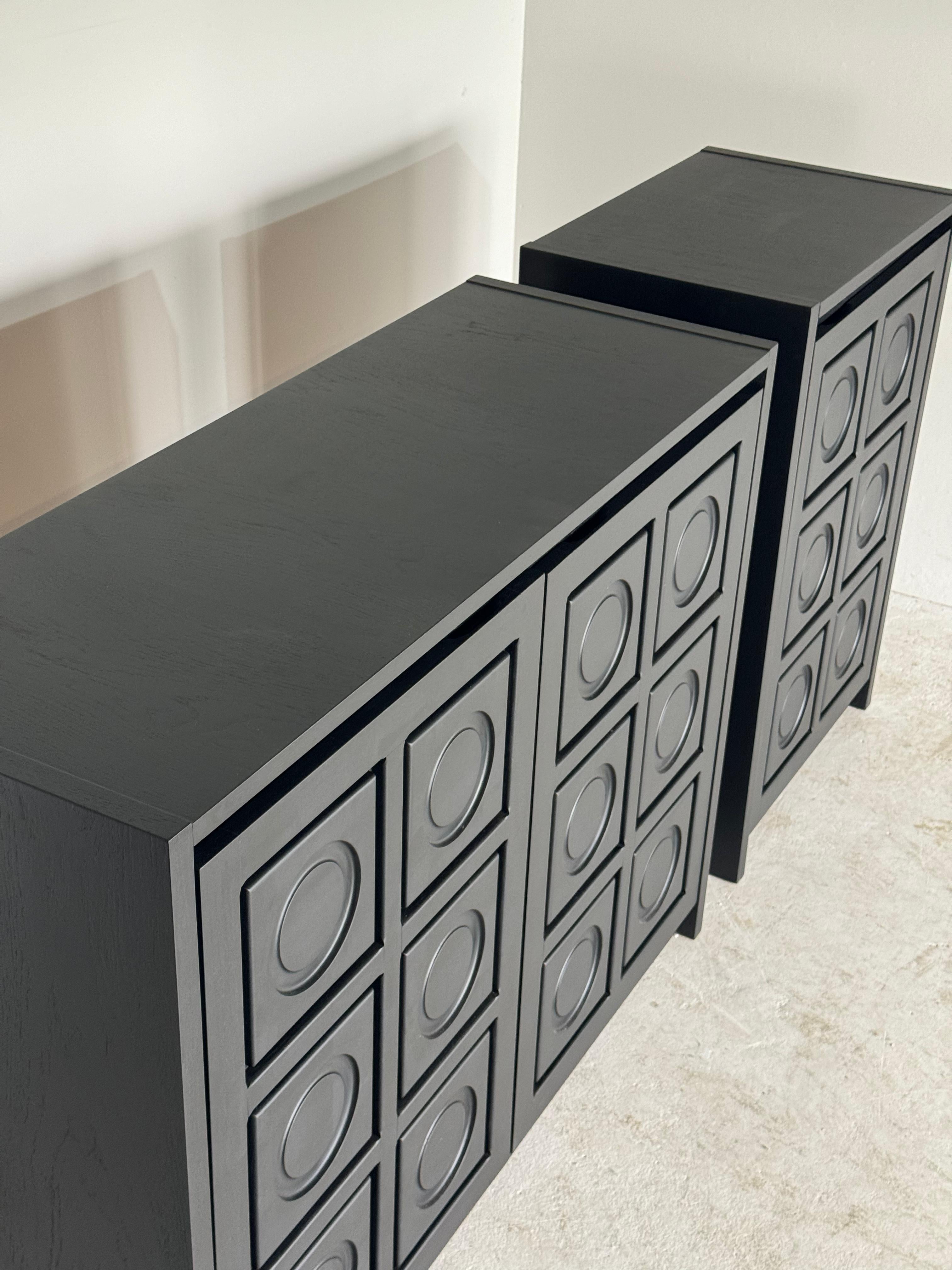 European Black brutalist cabinet set, 1980s For Sale