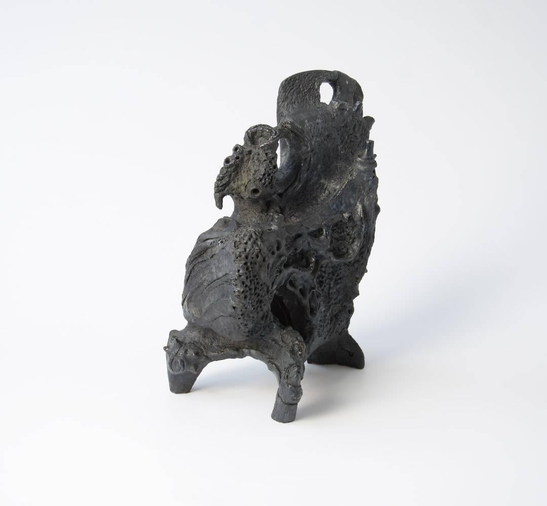 Black Brutalist Ceramic Sculpture by Wies Peleman 2
