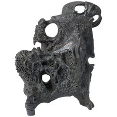 Black Brutalist Ceramic Sculpture by Wies Peleman
