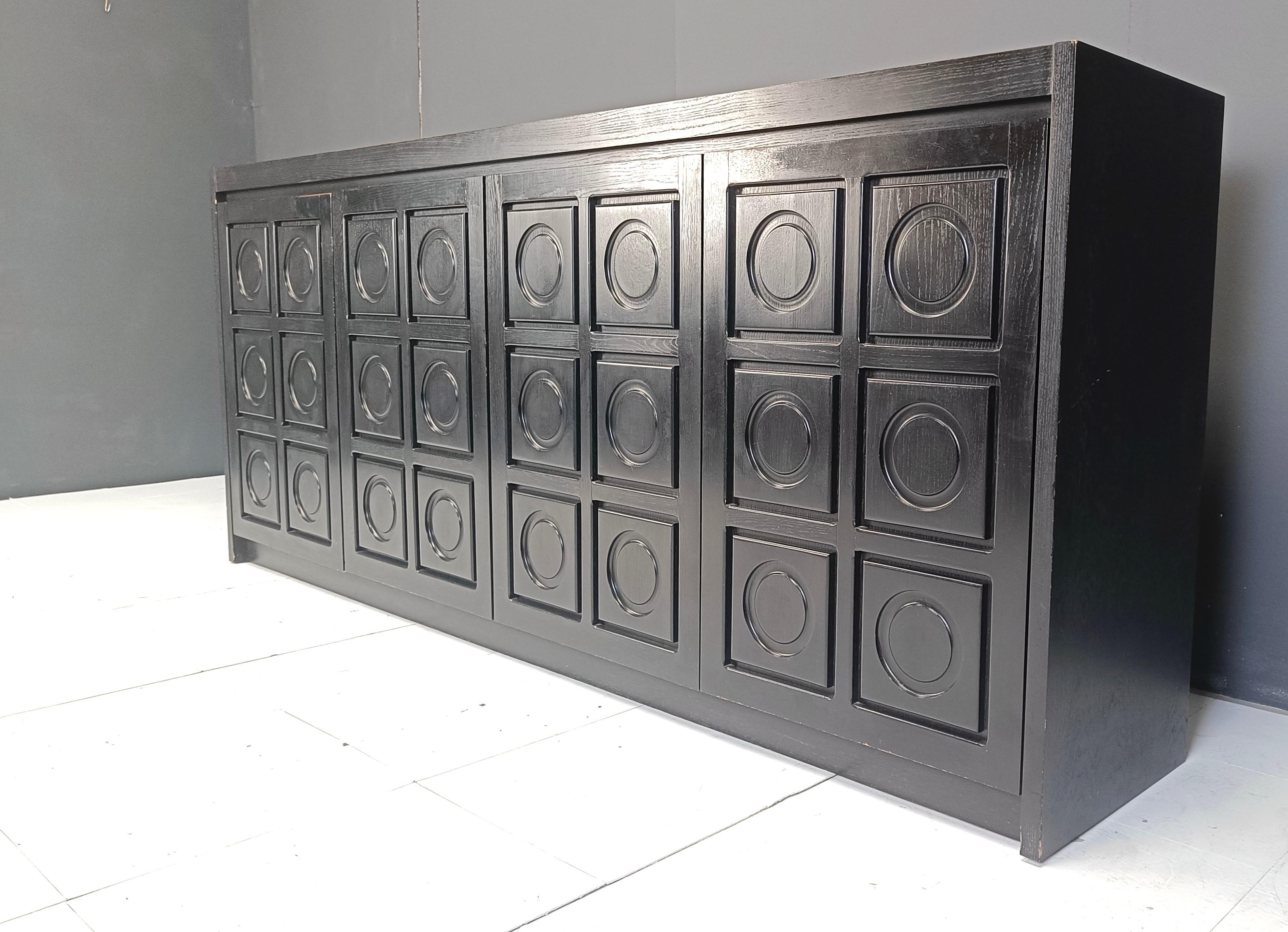 Black brutalist credenza, 1970s For Sale 3