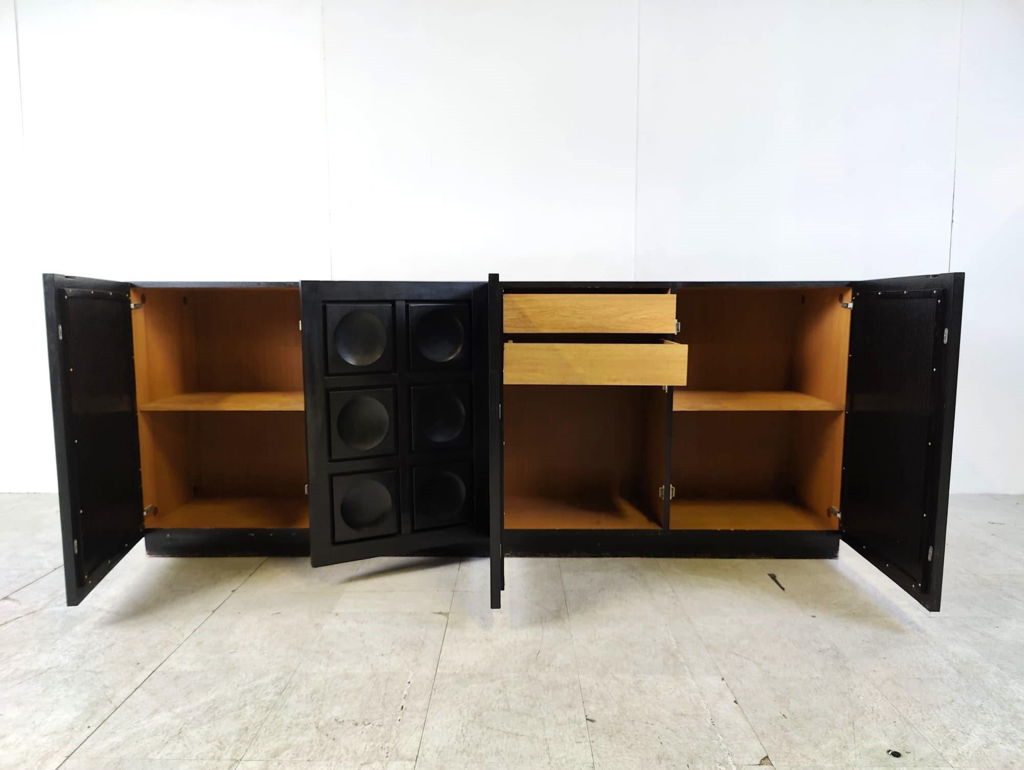 Black brutalist credenza, 1970s 3