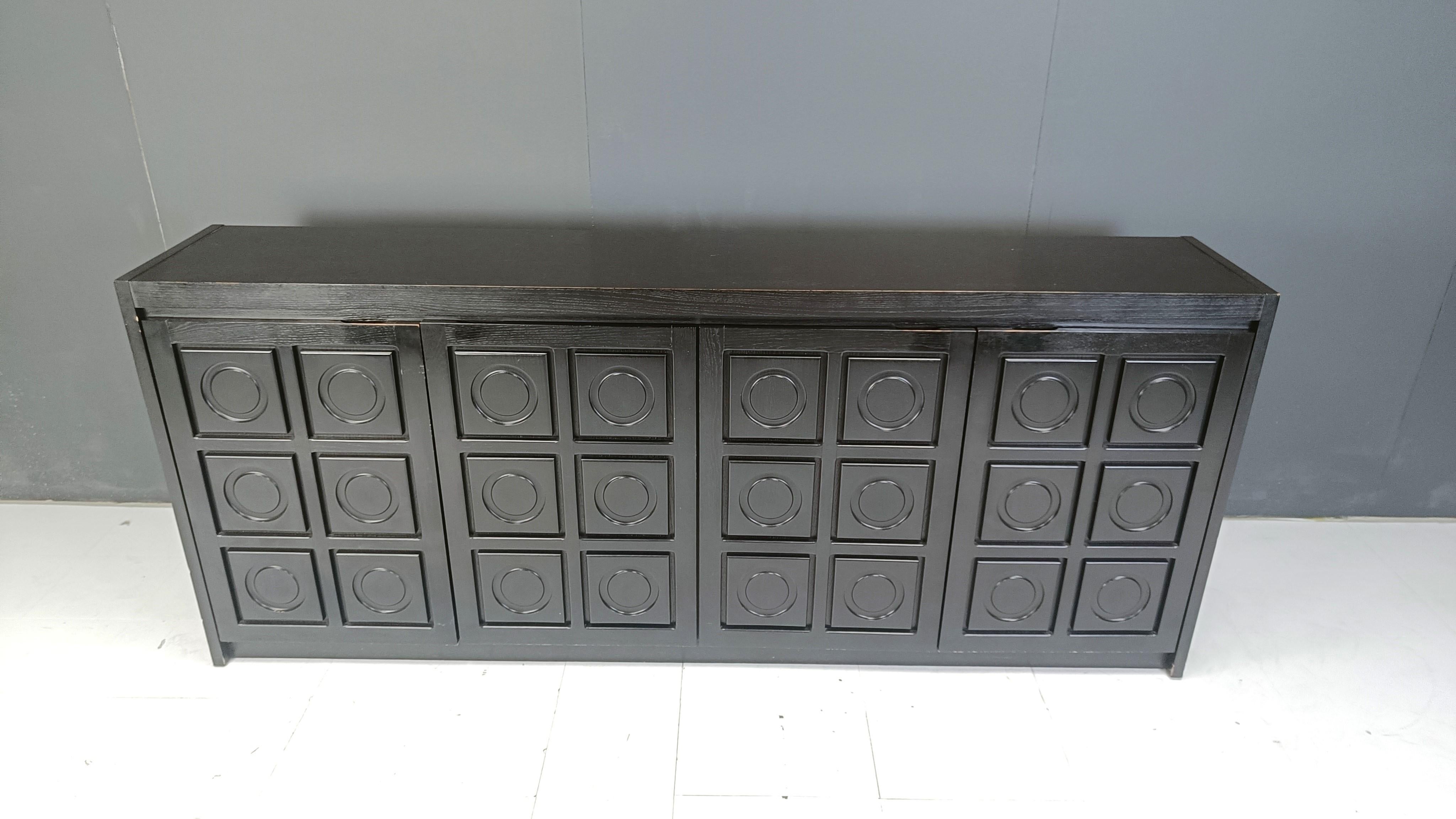 Black brutalist credenza, 1970s For Sale 4