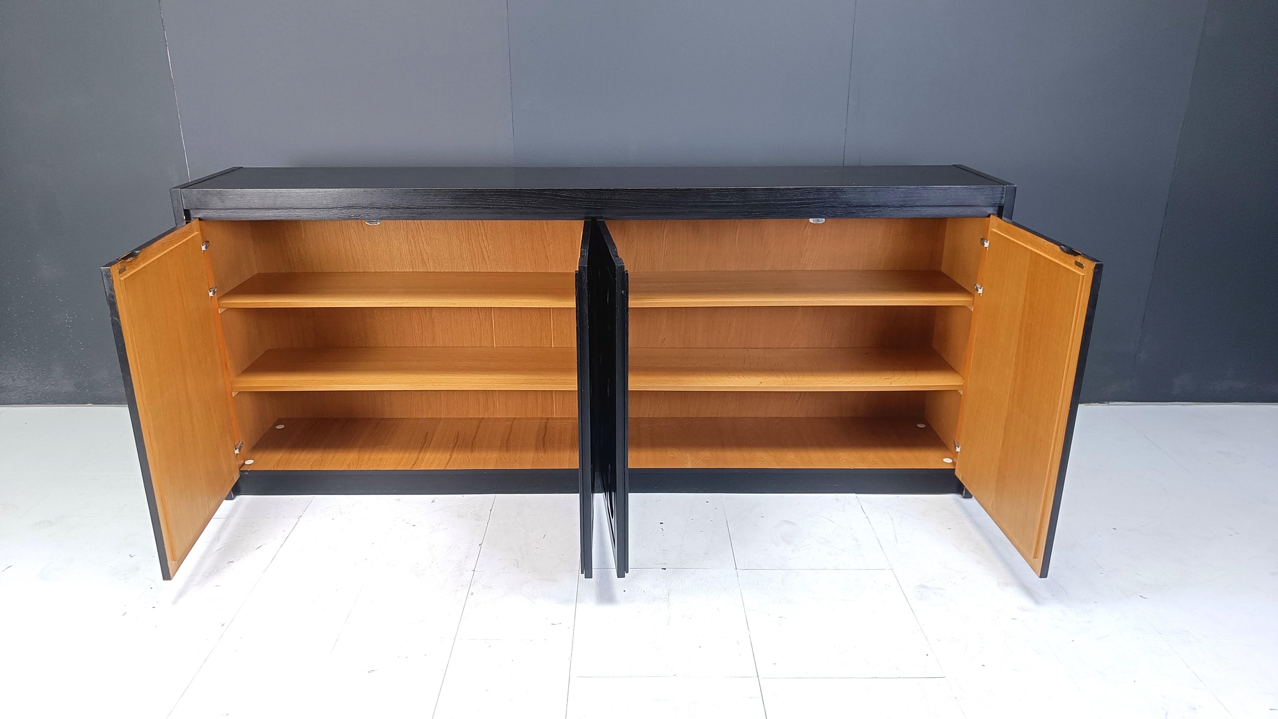 Black brutalist credenza, 1970s For Sale 5