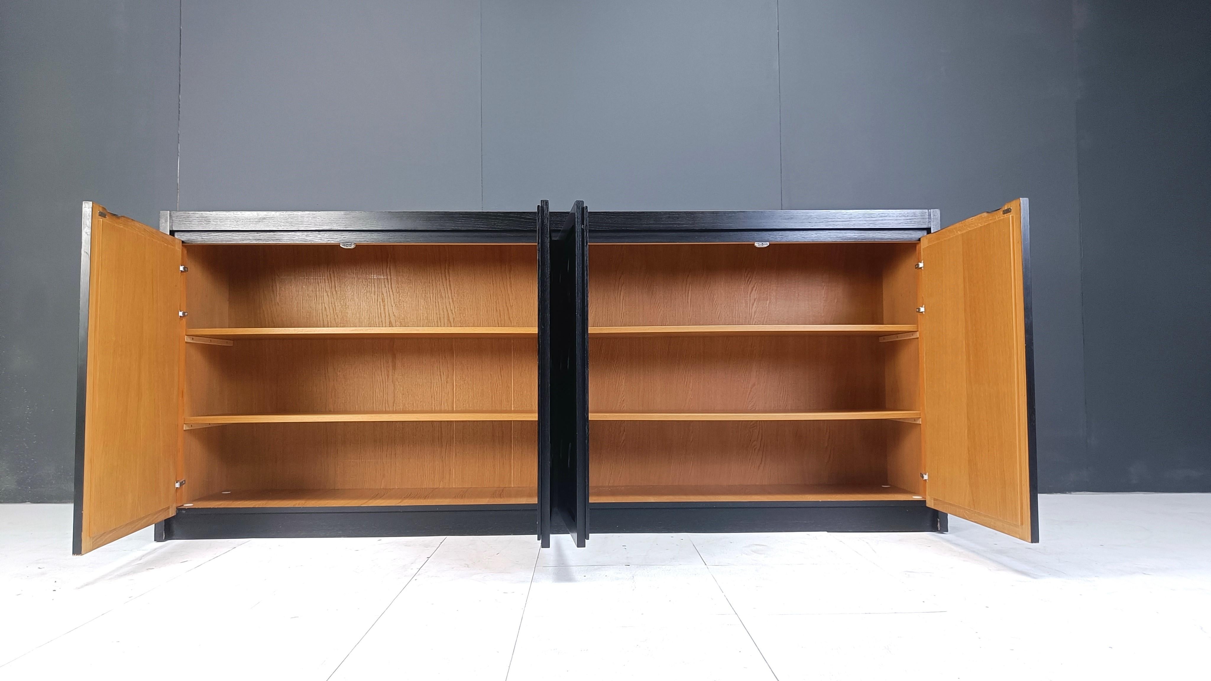 Black brutalist credenza, 1970s For Sale 6