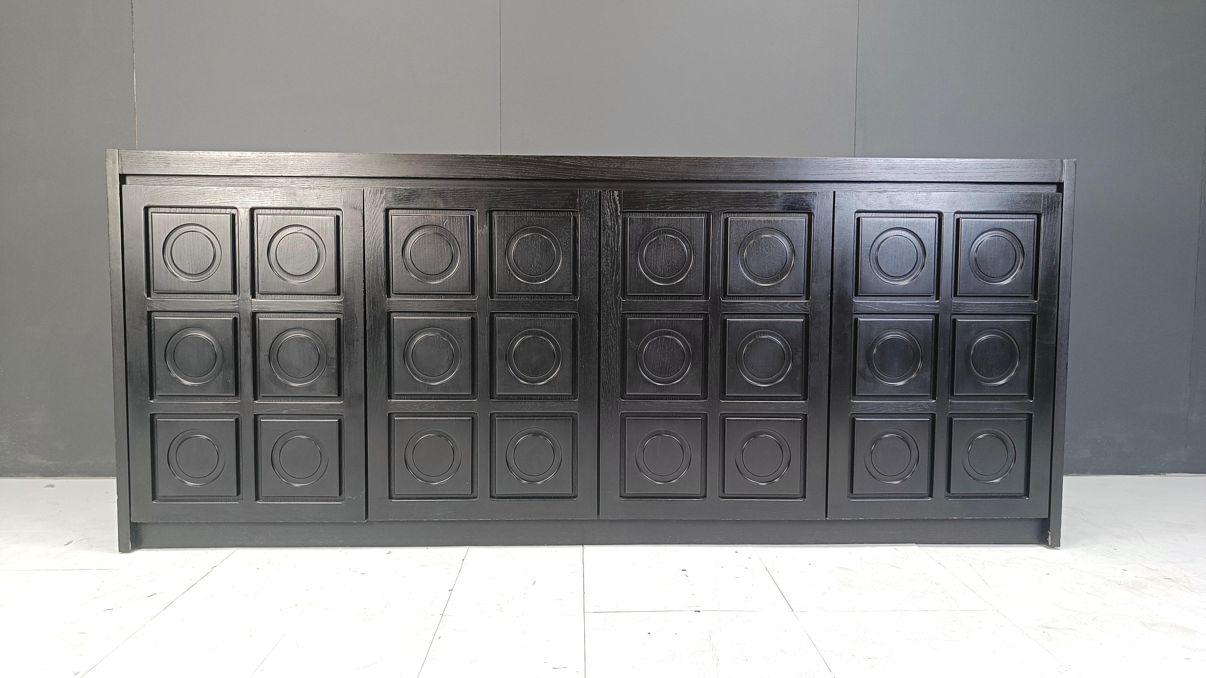 Belgian Black brutalist credenza, 1970s For Sale