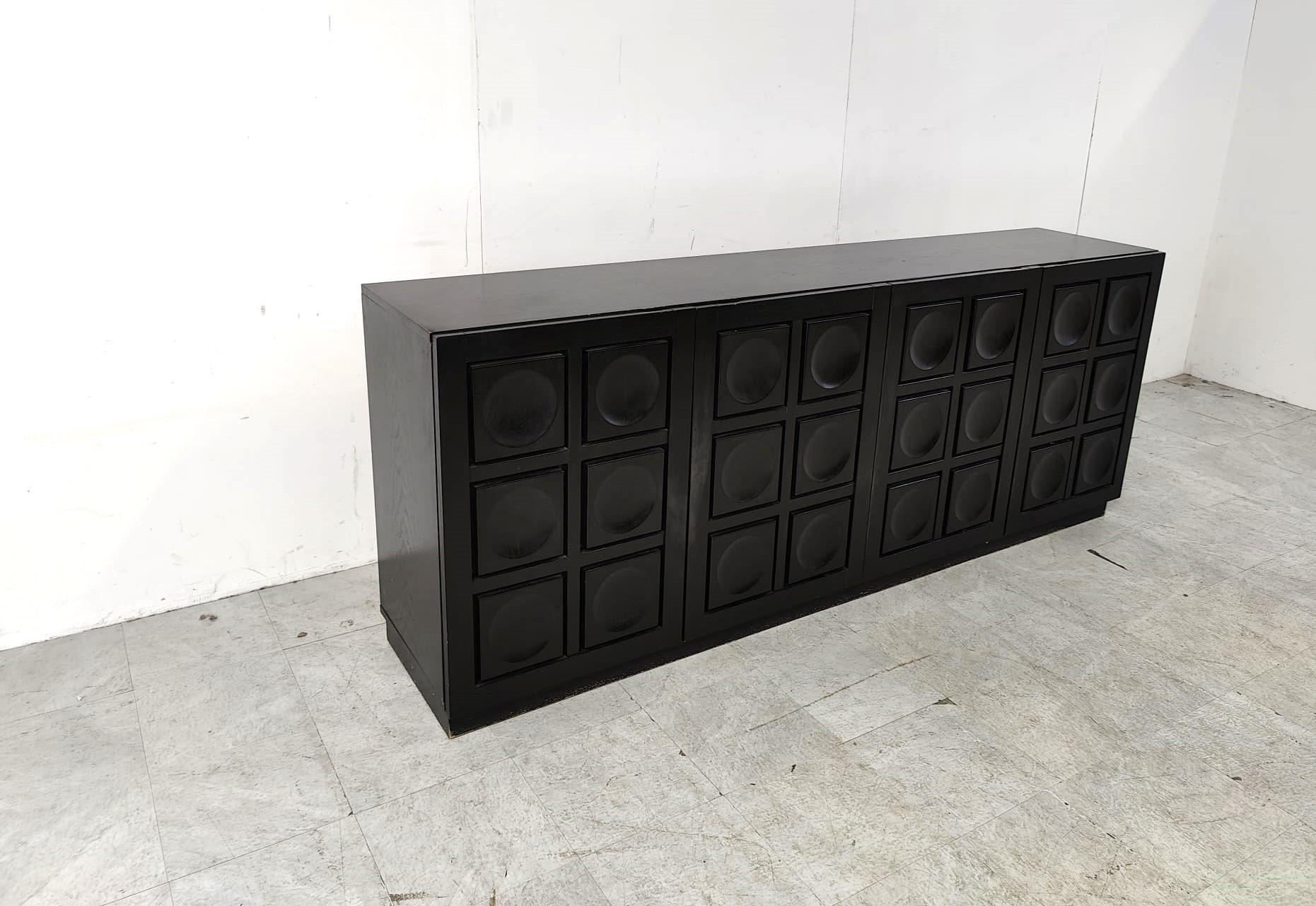 Late 20th Century Black brutalist credenza, 1970s