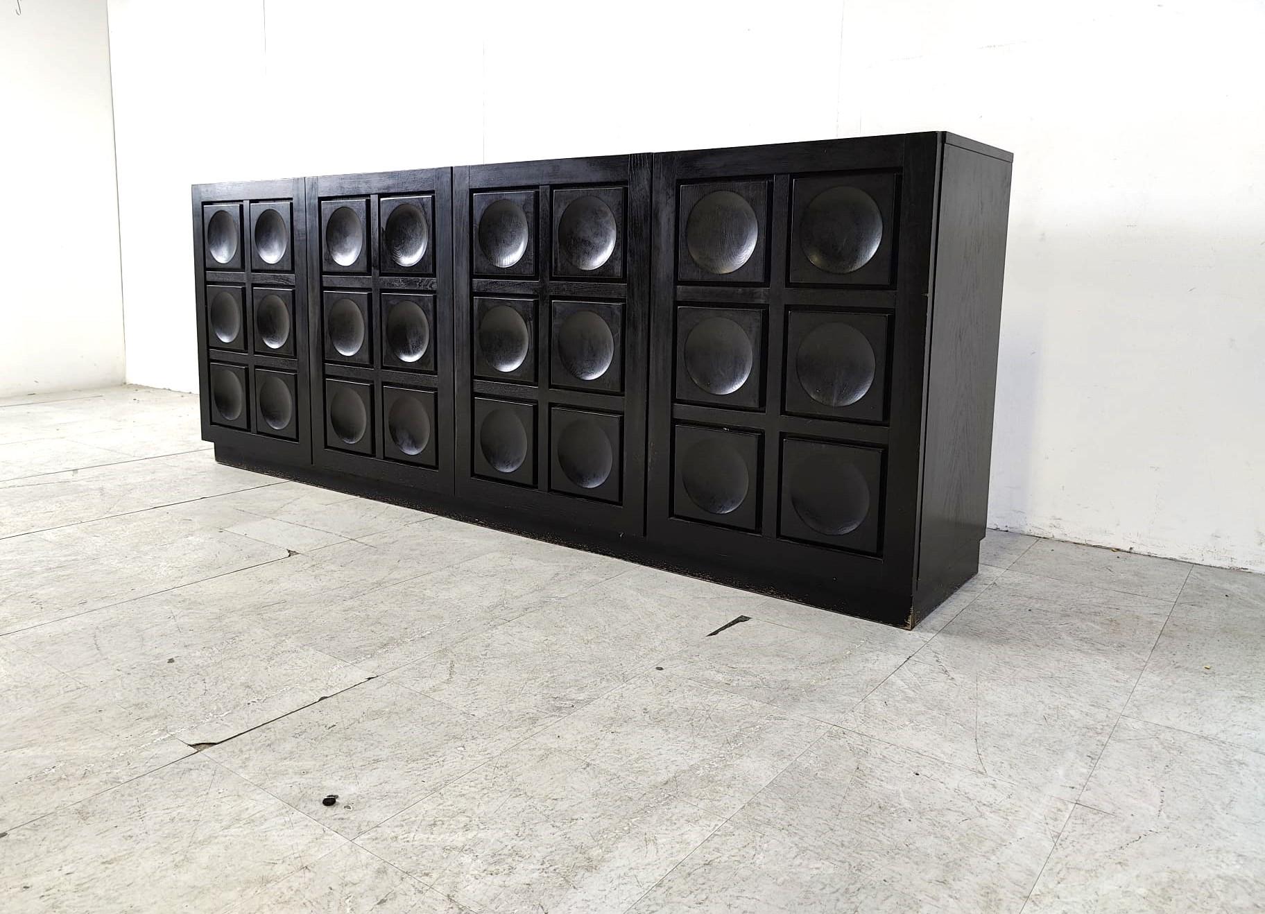 Oak Black brutalist credenza, 1970s