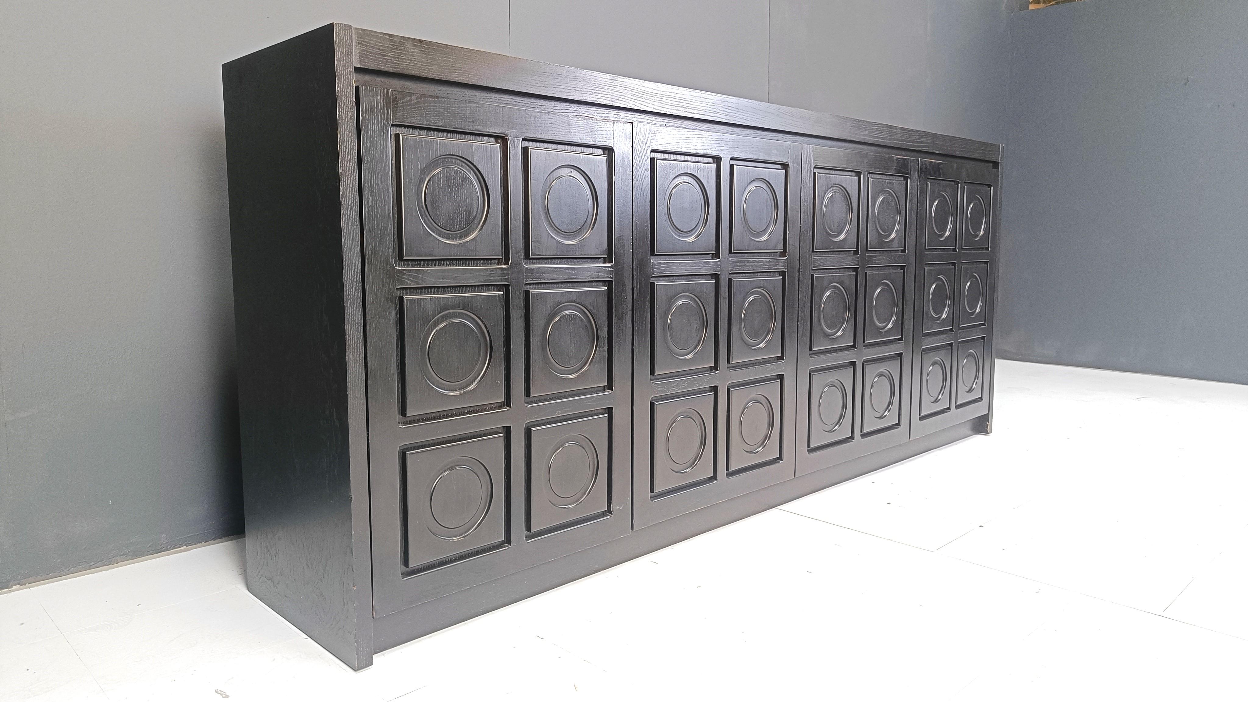 Black brutalist credenza, 1970s For Sale 1