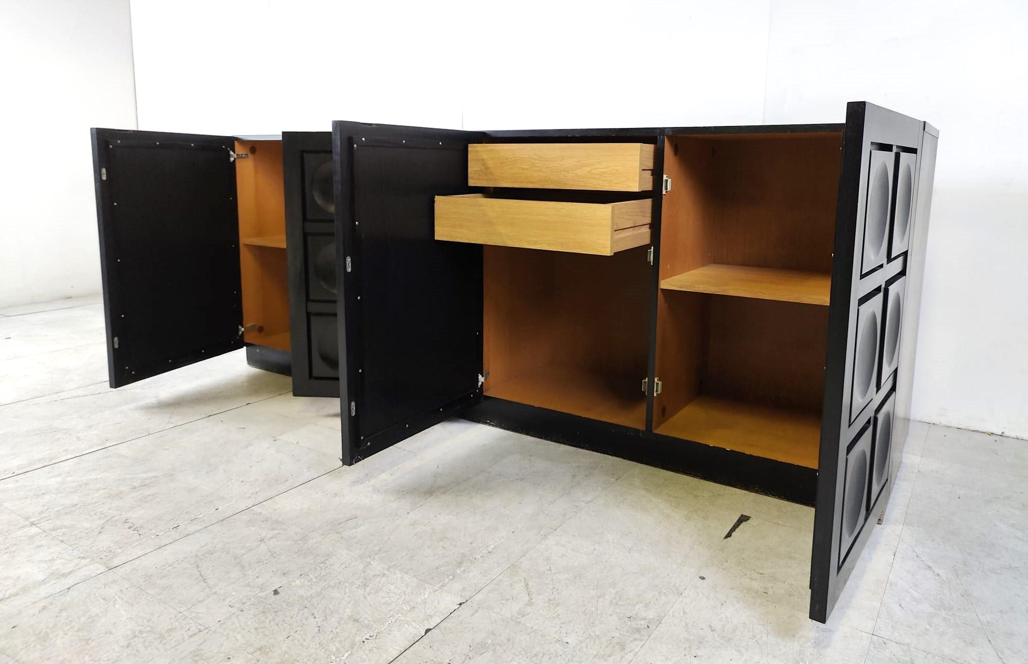 Black brutalist credenza, 1970s 1