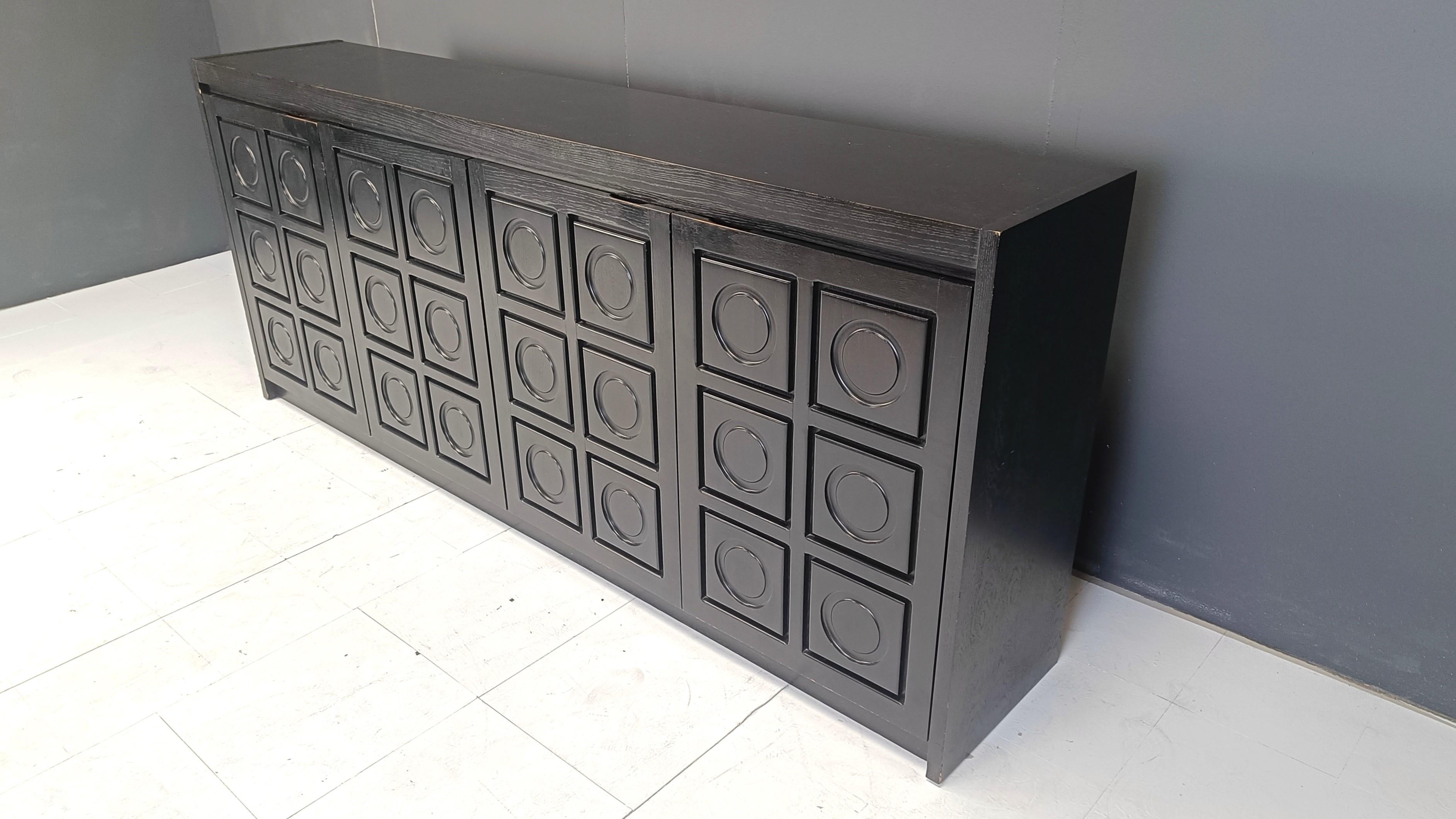 Black brutalist credenza, 1970s For Sale 2