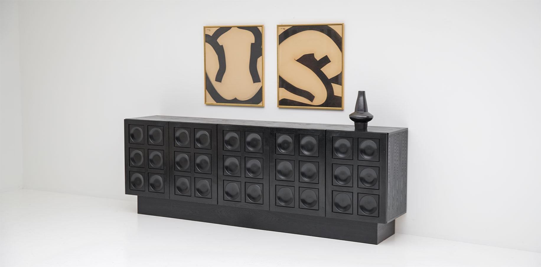 Black Brutalist Credenza, Belgium, 1970s 3