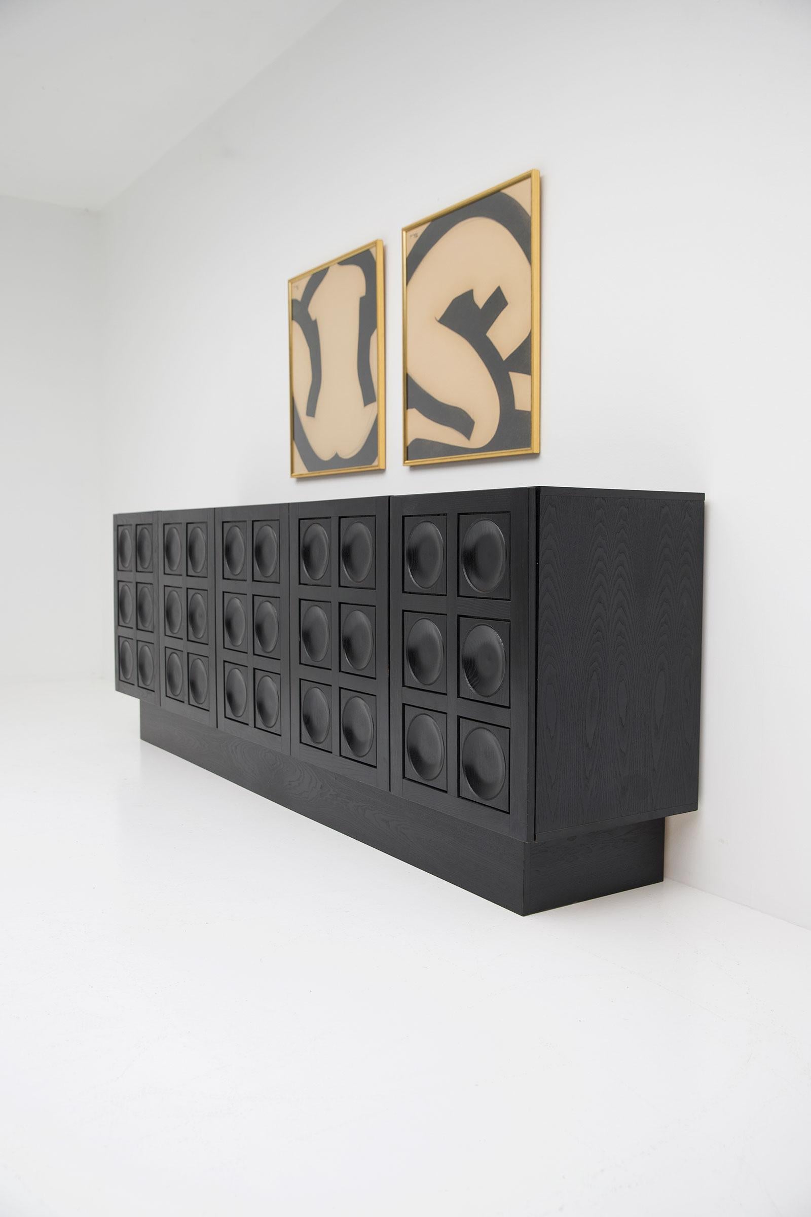 Black Brutalist Credenza, Belgium, 1970s 4