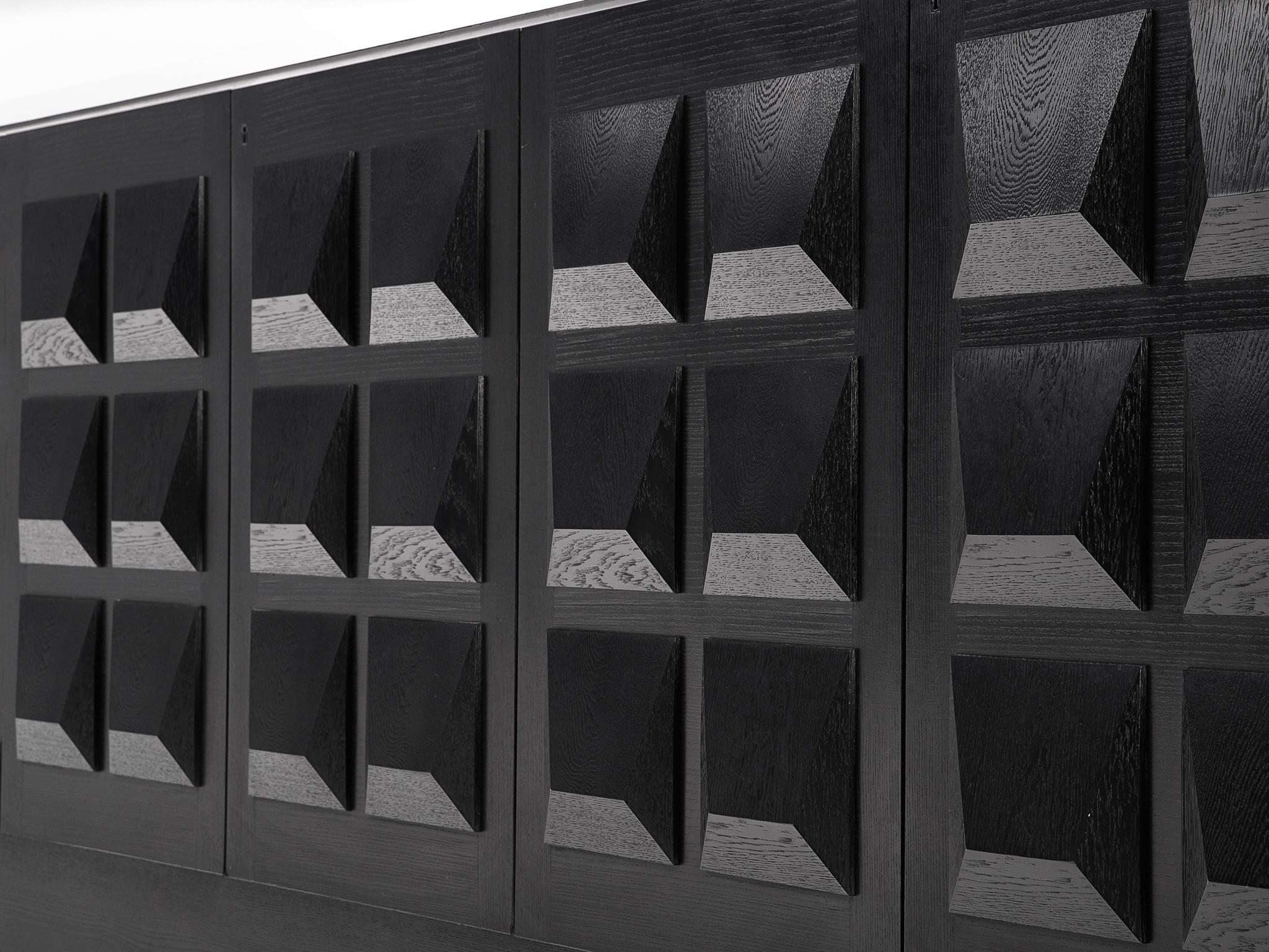 Black Brutalist Credenza in Oak and Aluminum 2