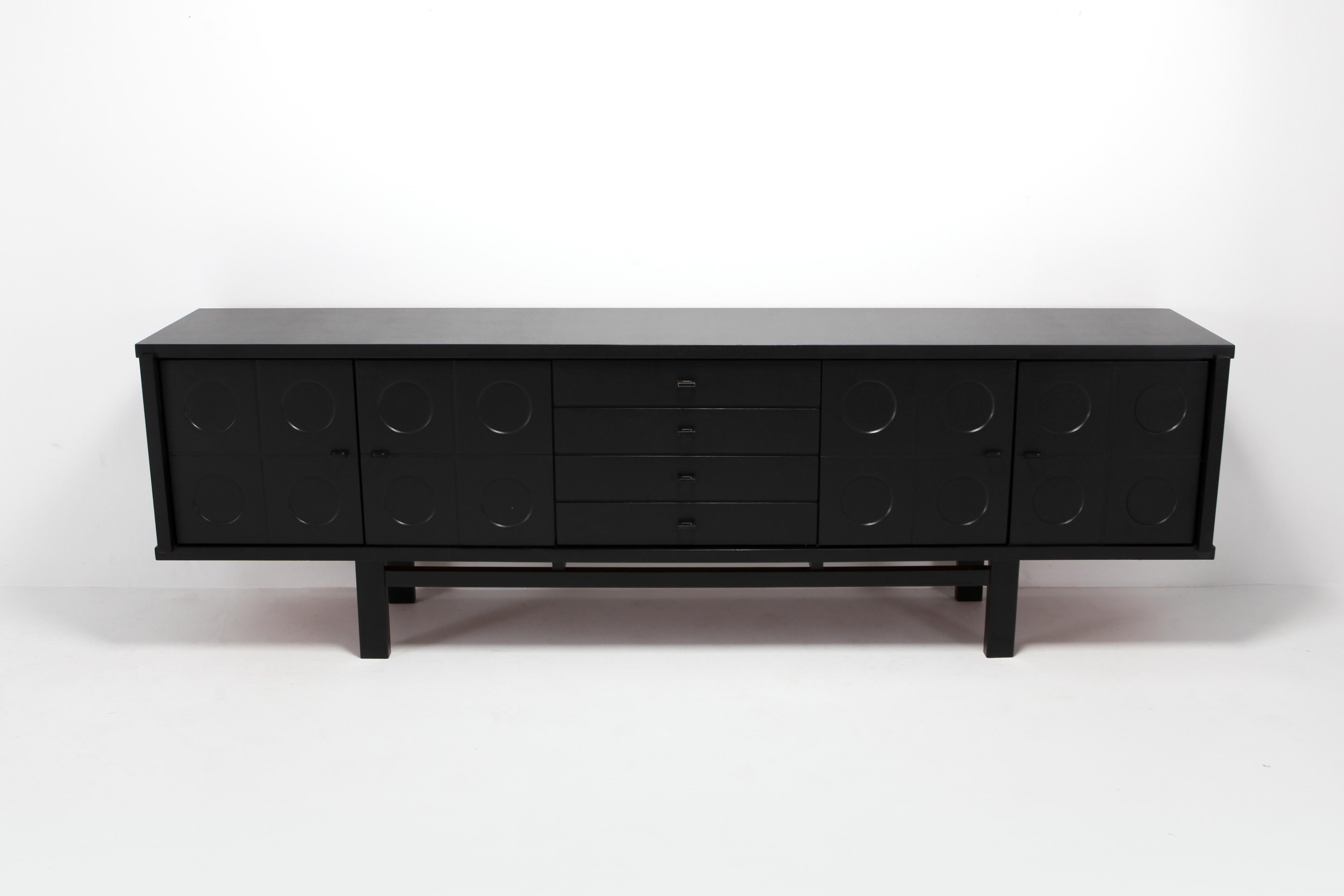 Black Brutalist Credenza with Floating Effect In Excellent Condition In Antwerp, BE