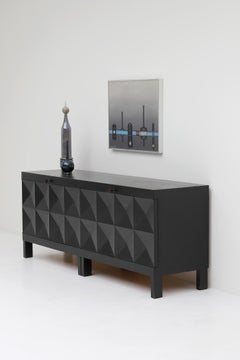 Black brutalist oak sideboard by Jean Batenburg For MI 1969 Belgium
