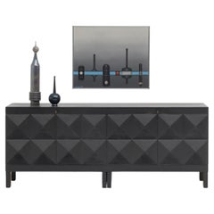 Black brutalist oak sideboard by Jean Batenburg For MI 1969 Belgium