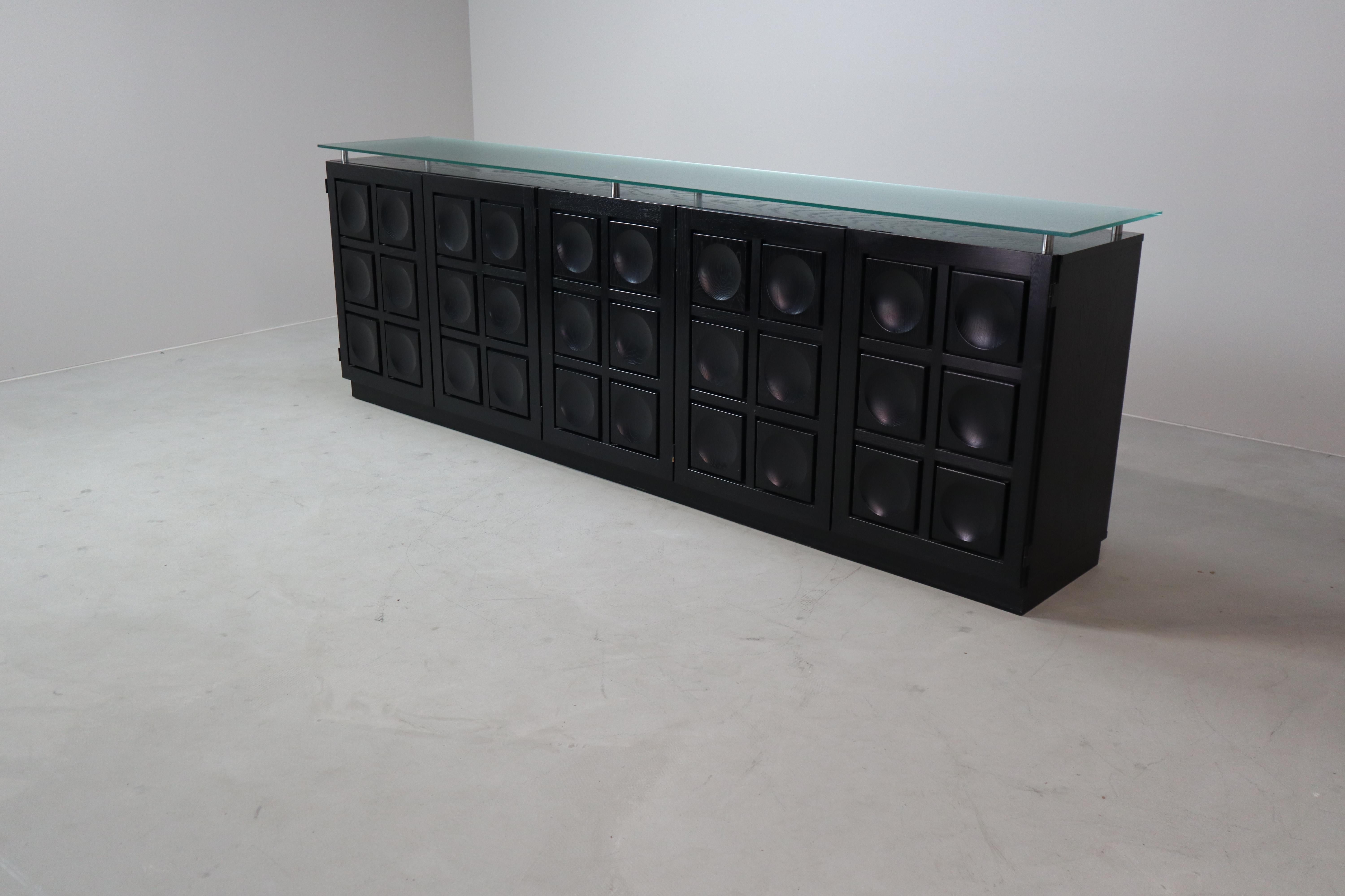Brutalisme Buffet brutaliste noir de Frans Defour, Belgique, années 1970 en vente