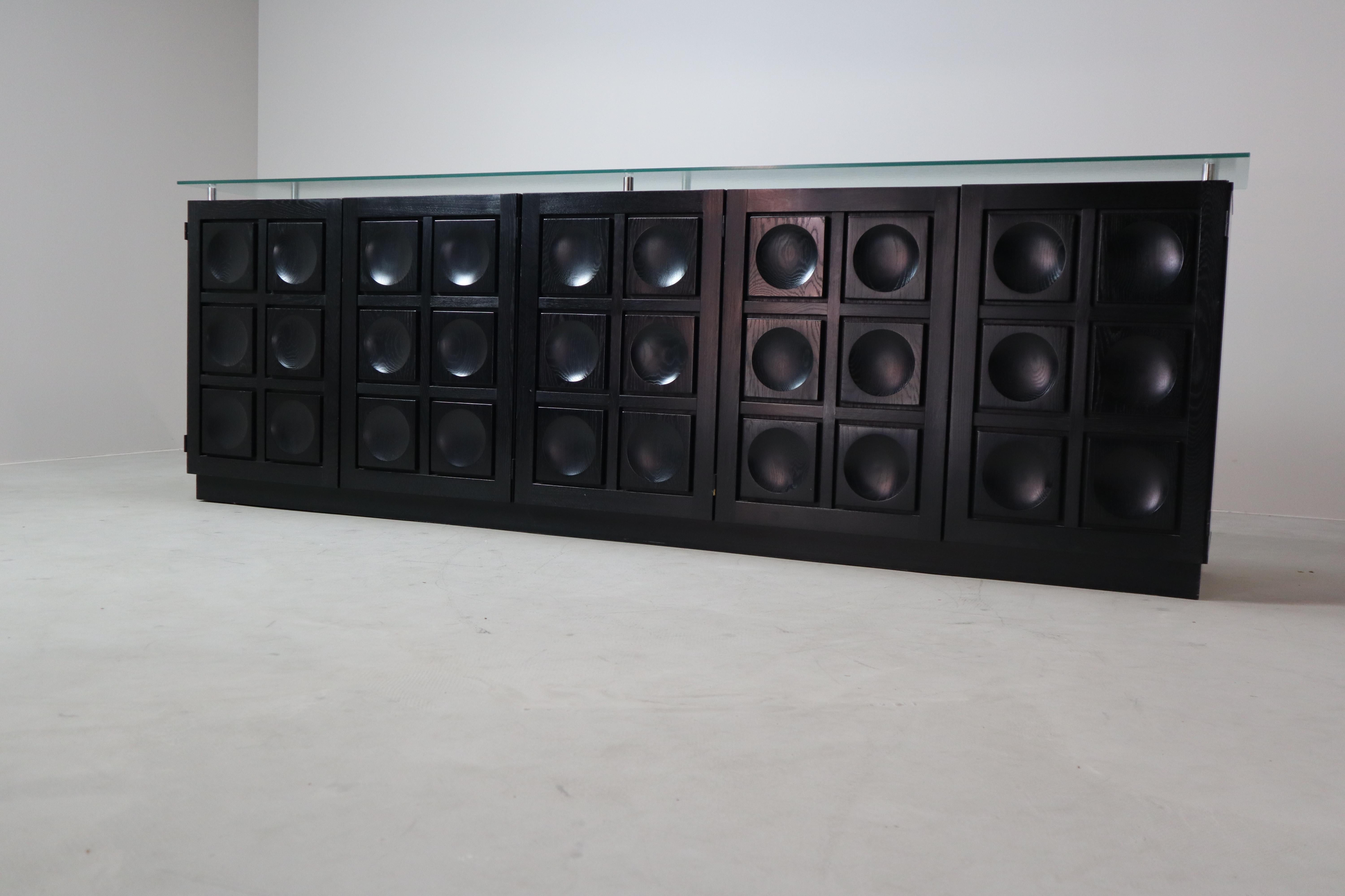 Belge Buffet brutaliste noir de Frans Defour, Belgique, années 1970 en vente