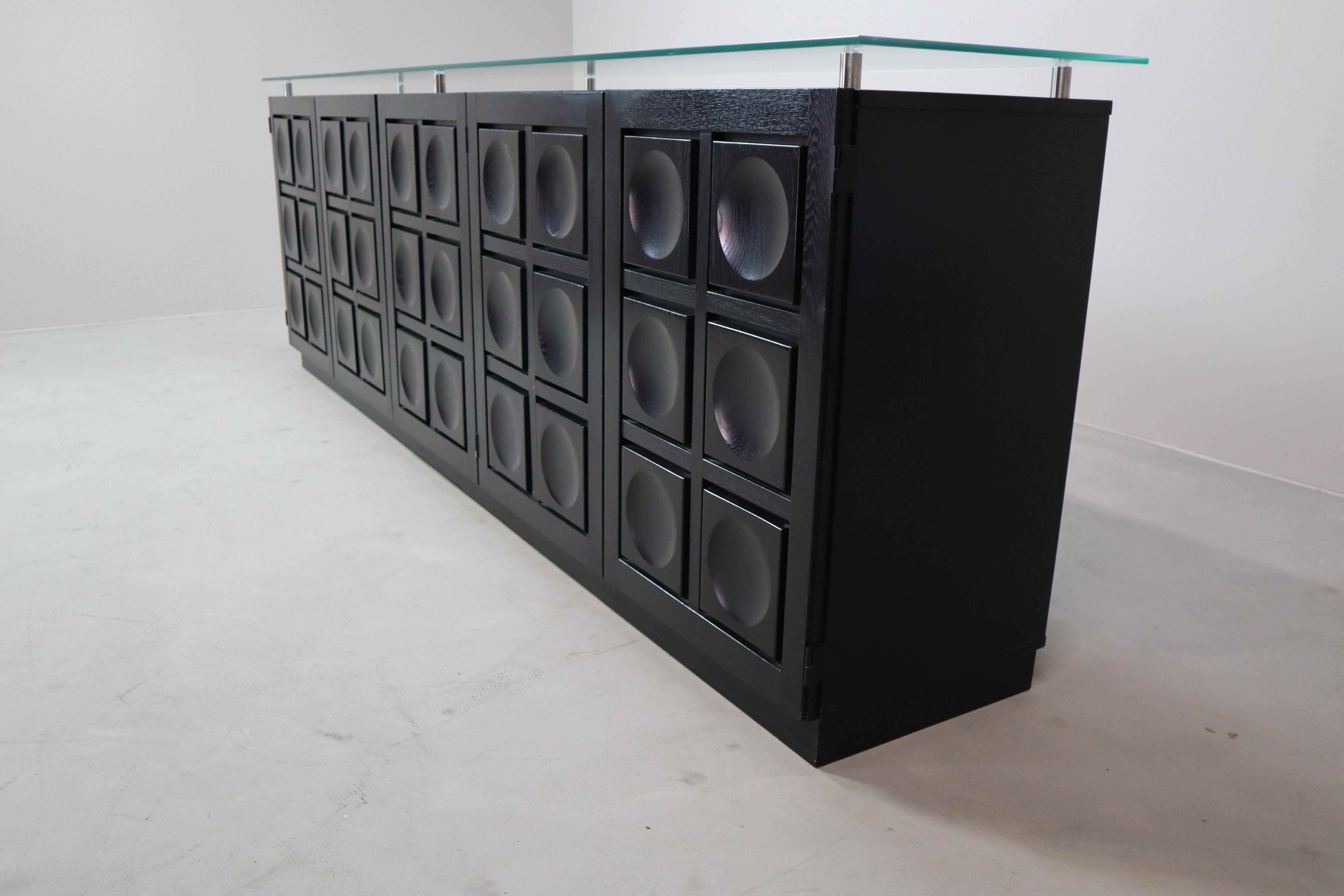 20ième siècle Buffet brutaliste noir de Frans Defour, Belgique, années 1970 en vente
