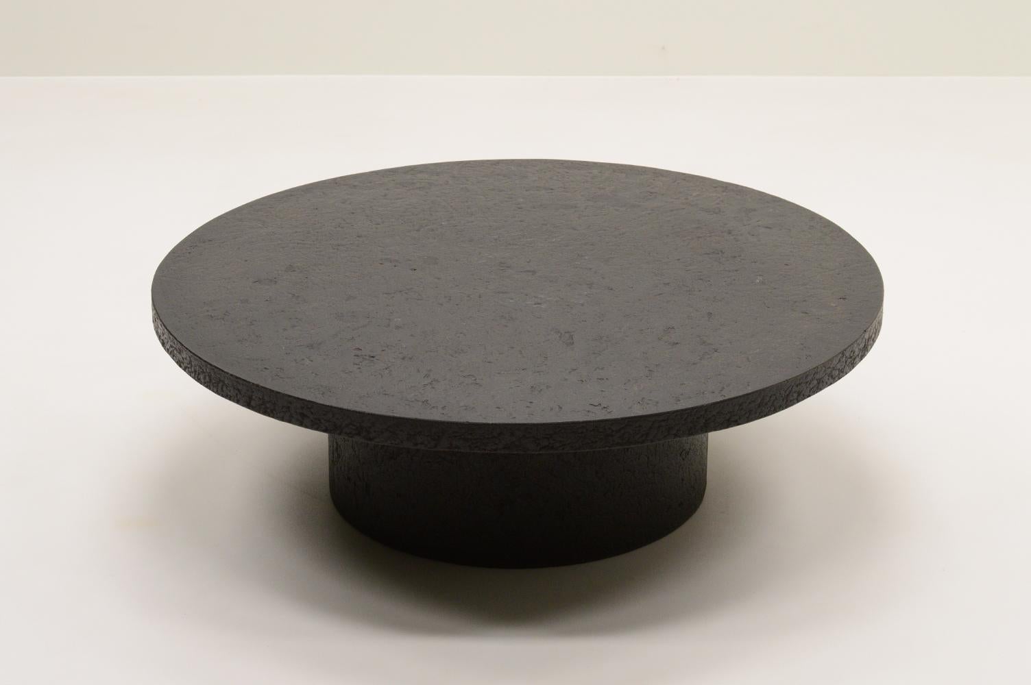 Mid-Century Modern Black brutalist stone resin coffee table, 70’s The Netherlands.