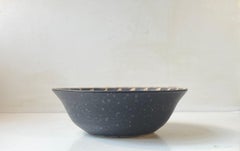 Black Brutalist Stoneware Bowl with Shark Teeth Pattern