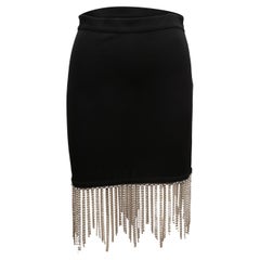 Black Burberry Bodycon Rhinestone Fringe Skirt Size US S