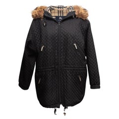 Burberry nero con cappuccio e fodera in lana trapuntata taglia US S