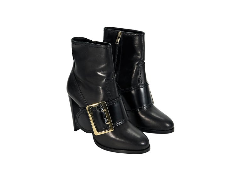 Black Burberry Leather Ankle Boots For Sale at 1stDibs