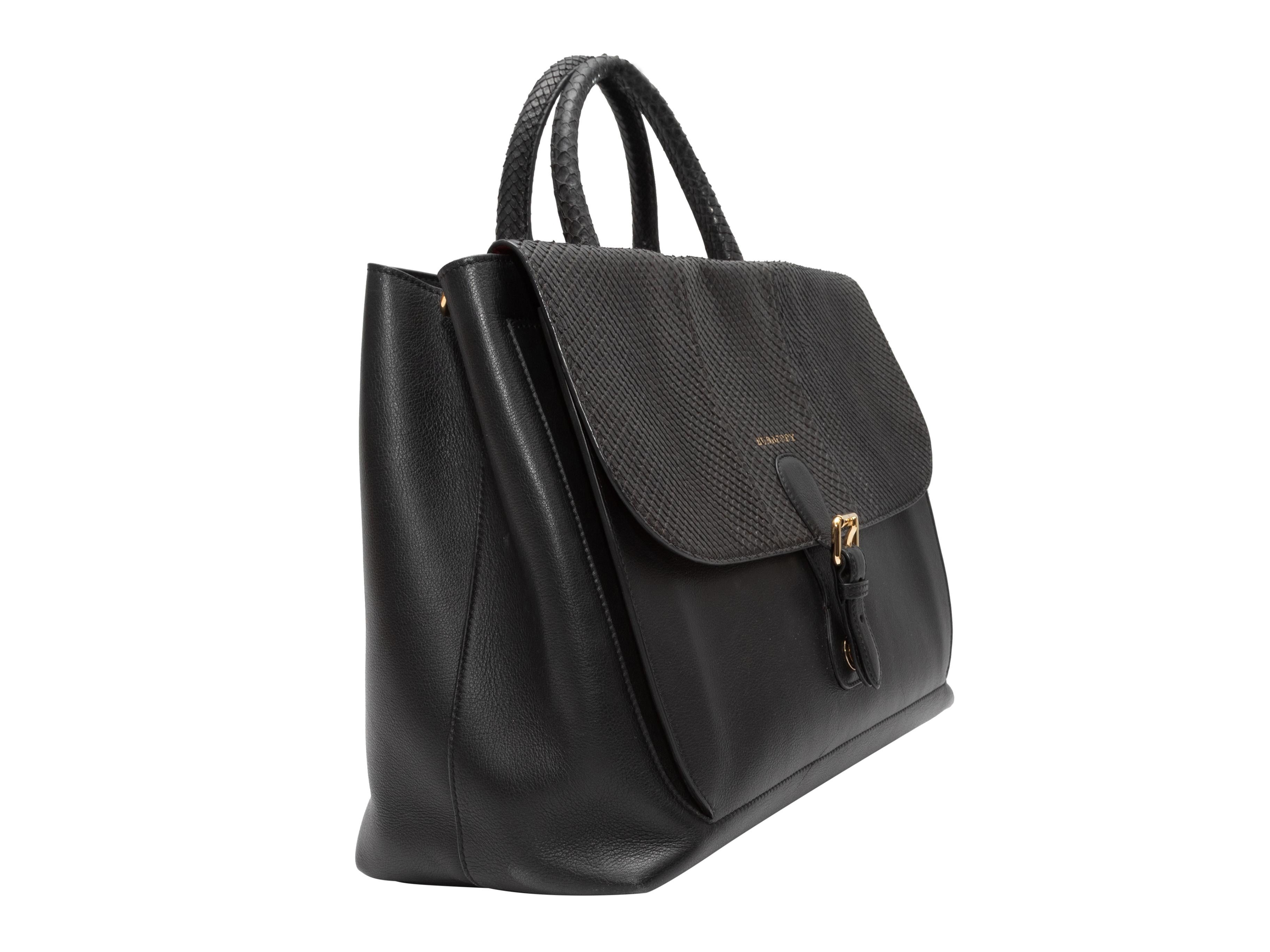 Women's Black Burberry Leather & Python Shoulder Bag