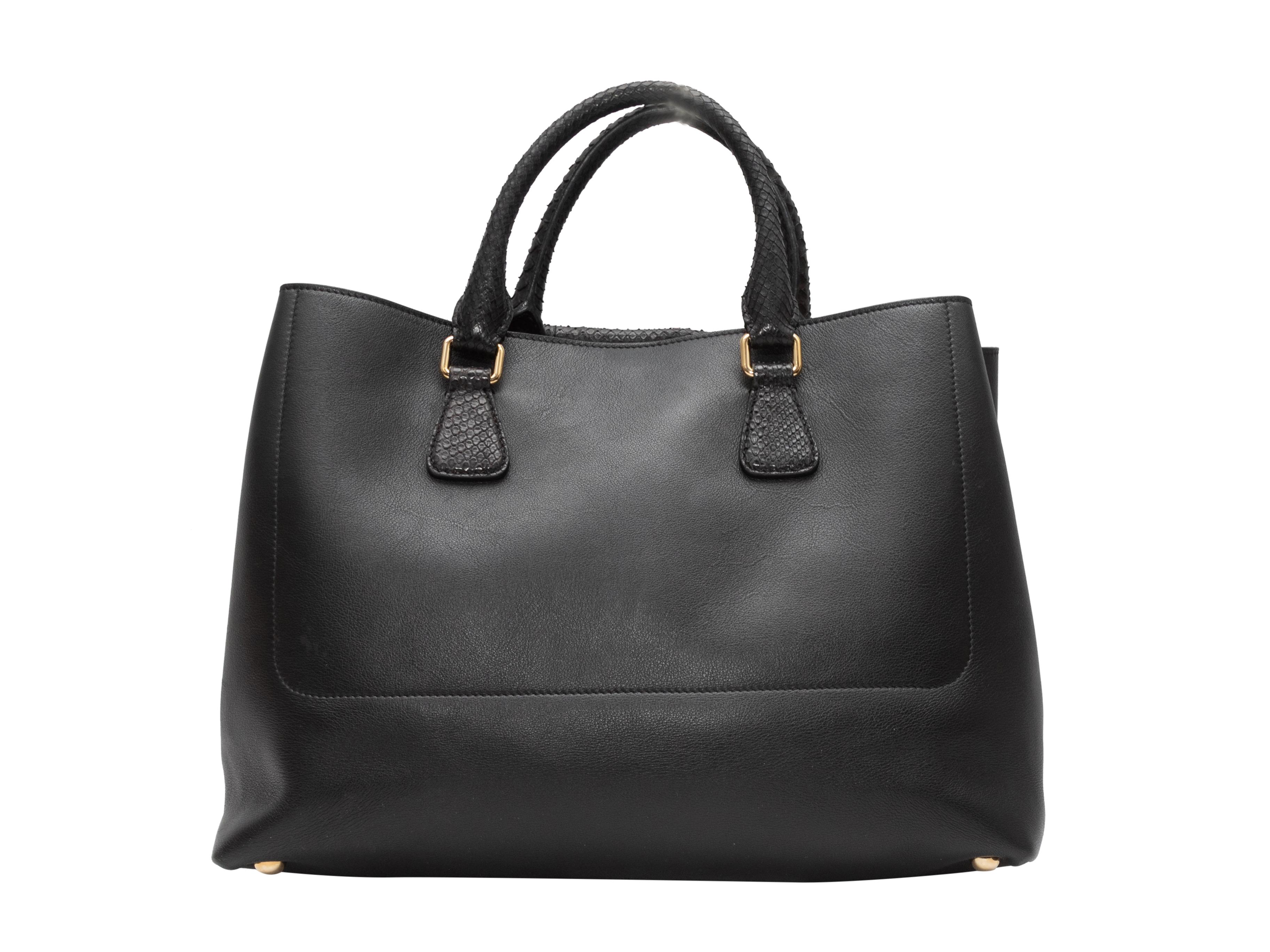 Black Burberry Leather & Python Shoulder Bag 1