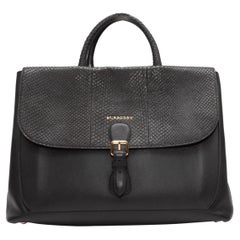 Black Burberry Leather & Python Shoulder Bag