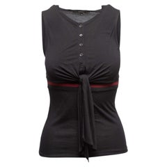 Black & Burgundy Gucci Sleeveless Web-Trimmed Top