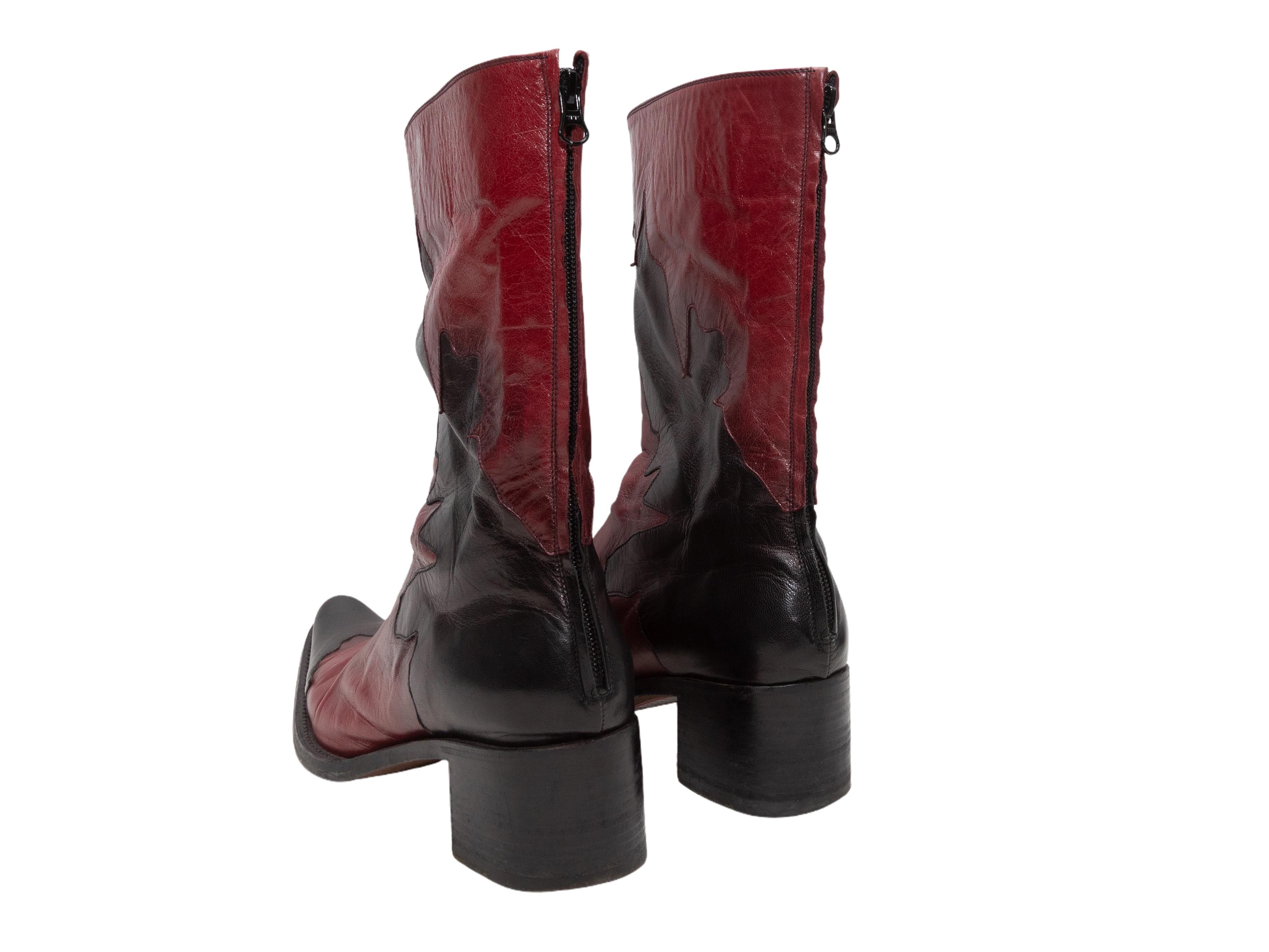 Bottes western à bout pointu Rocco P. noir et bourgogne Taille 39 Bon état - En vente à New York, NY