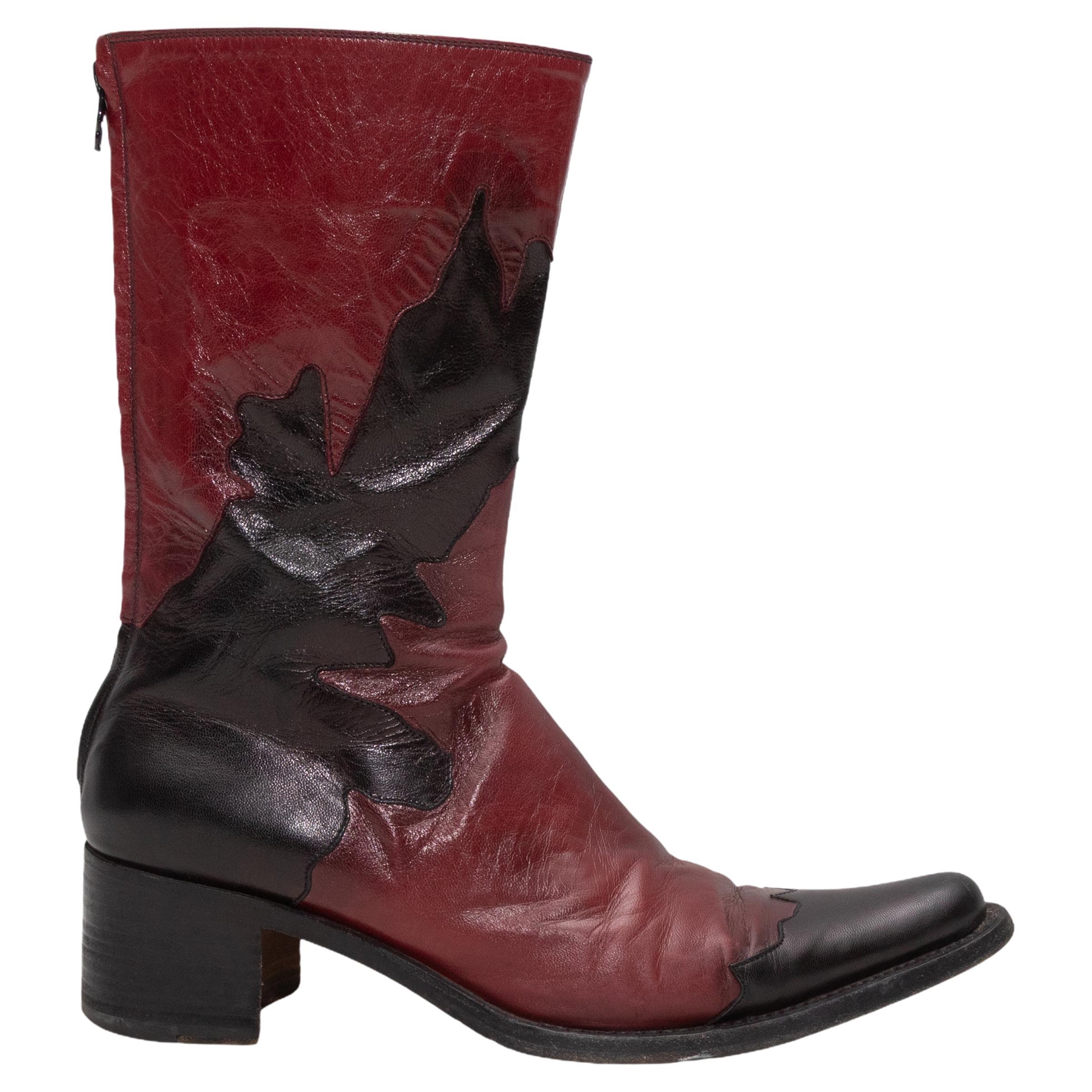 Bottes western à bout pointu Rocco P. noir et bourgogne Taille 39 en vente