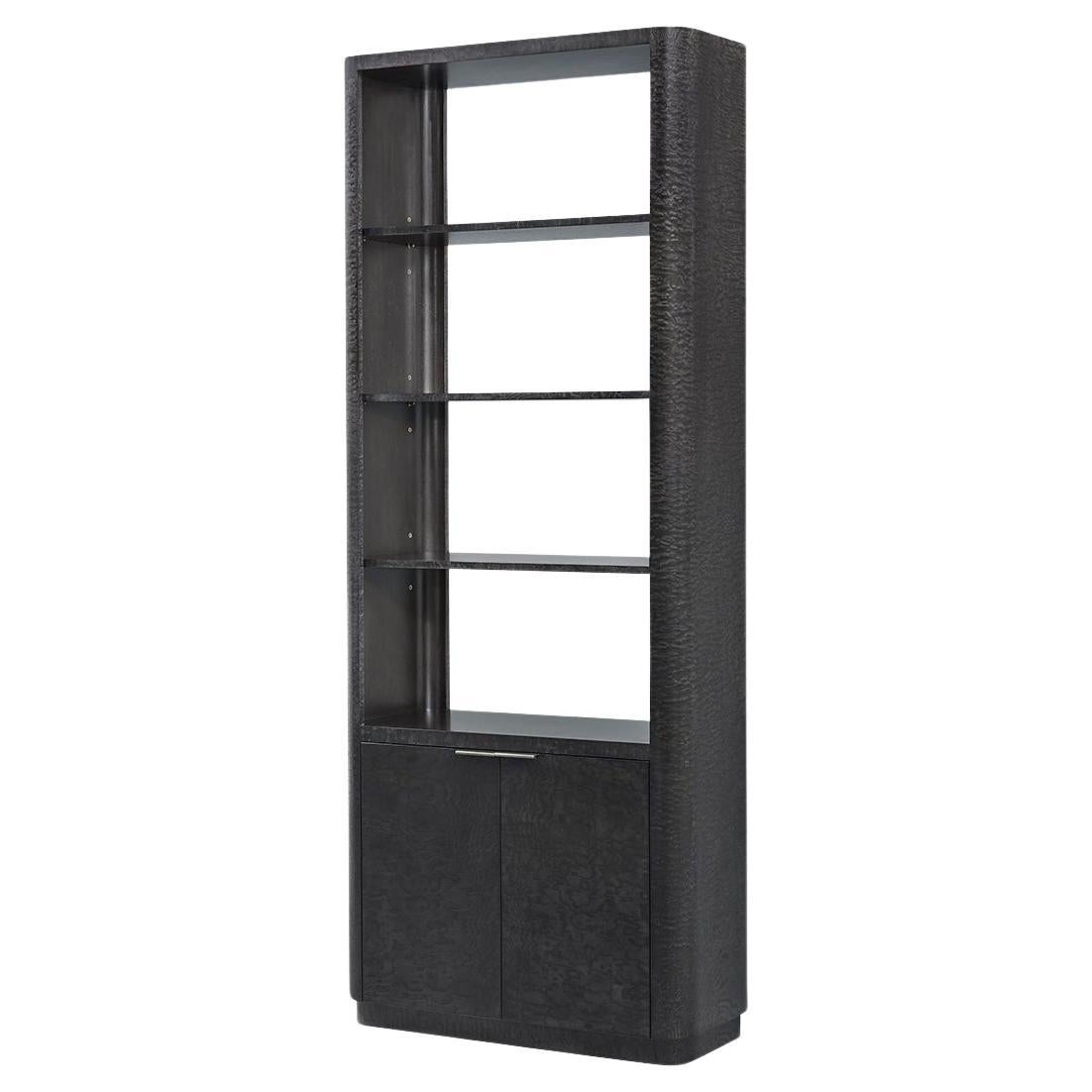 Black Burl Art Deco Bookcase