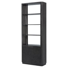 Schwarzer Wurzelholz Art Deco Bücherschrank