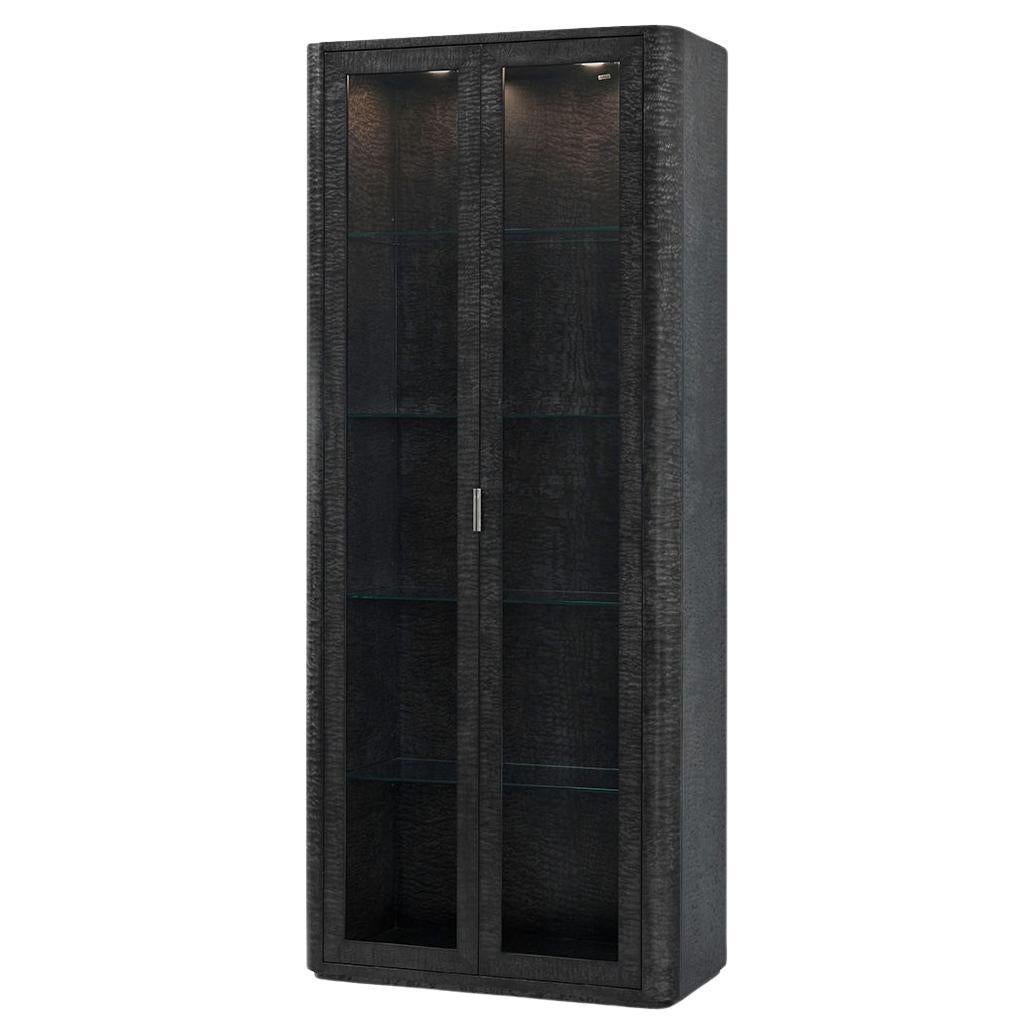 Black Burl Art Deco Curio Cabinet