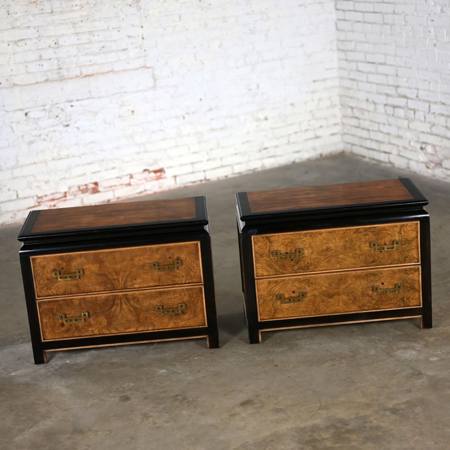 Black & Burl Chin Hua Nightstands by Raymond K. Sabota for Century Furn a Pair 5