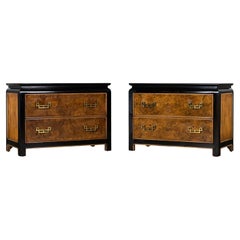 Comodini Chin Hua in radica e nero di Raymond Sabota per Century Furn a Pair