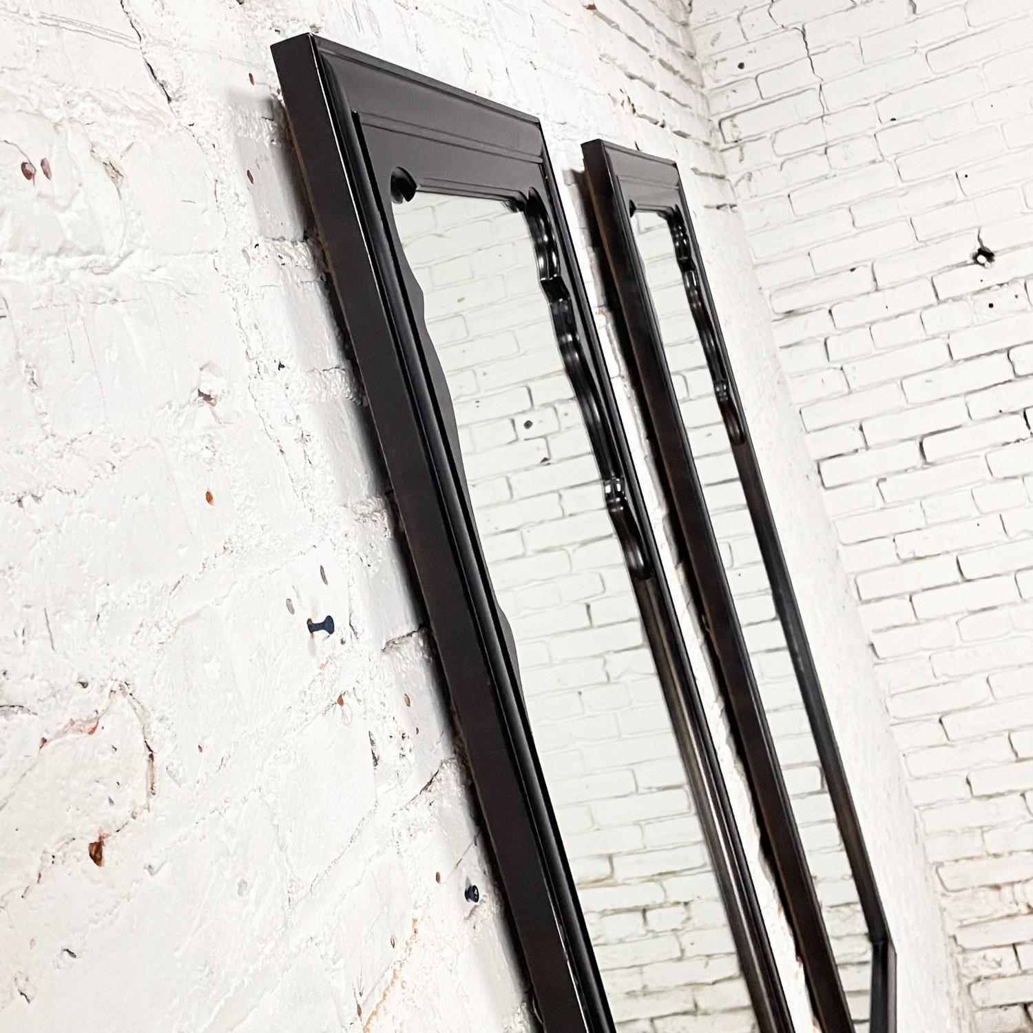 Brass Black & Burl Chin Hua Pair of Mirrors by Raymond K. Sabota for Century Furn