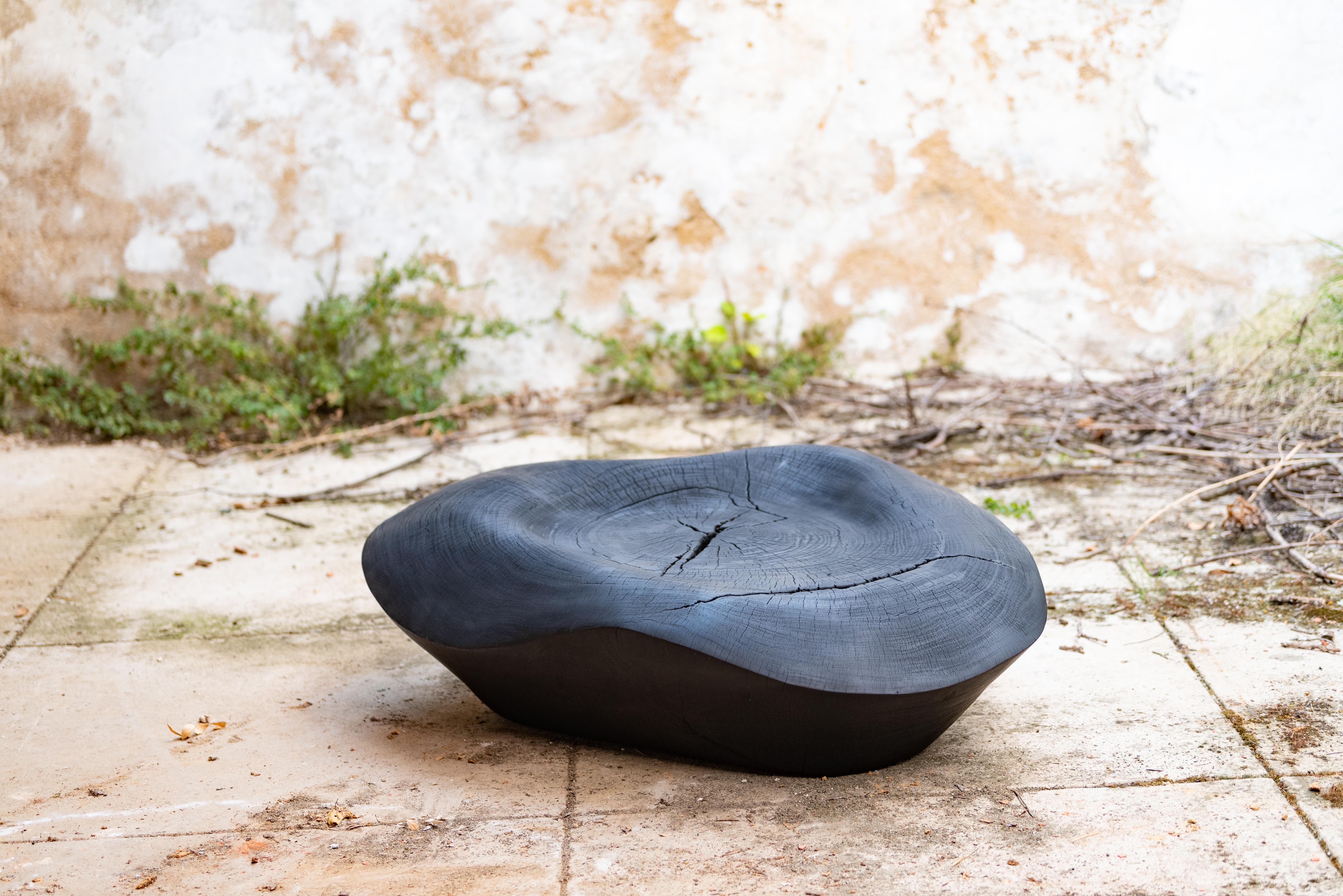 Black Burned zazinga contemporary low table by Mircea Anghel For Sale 4