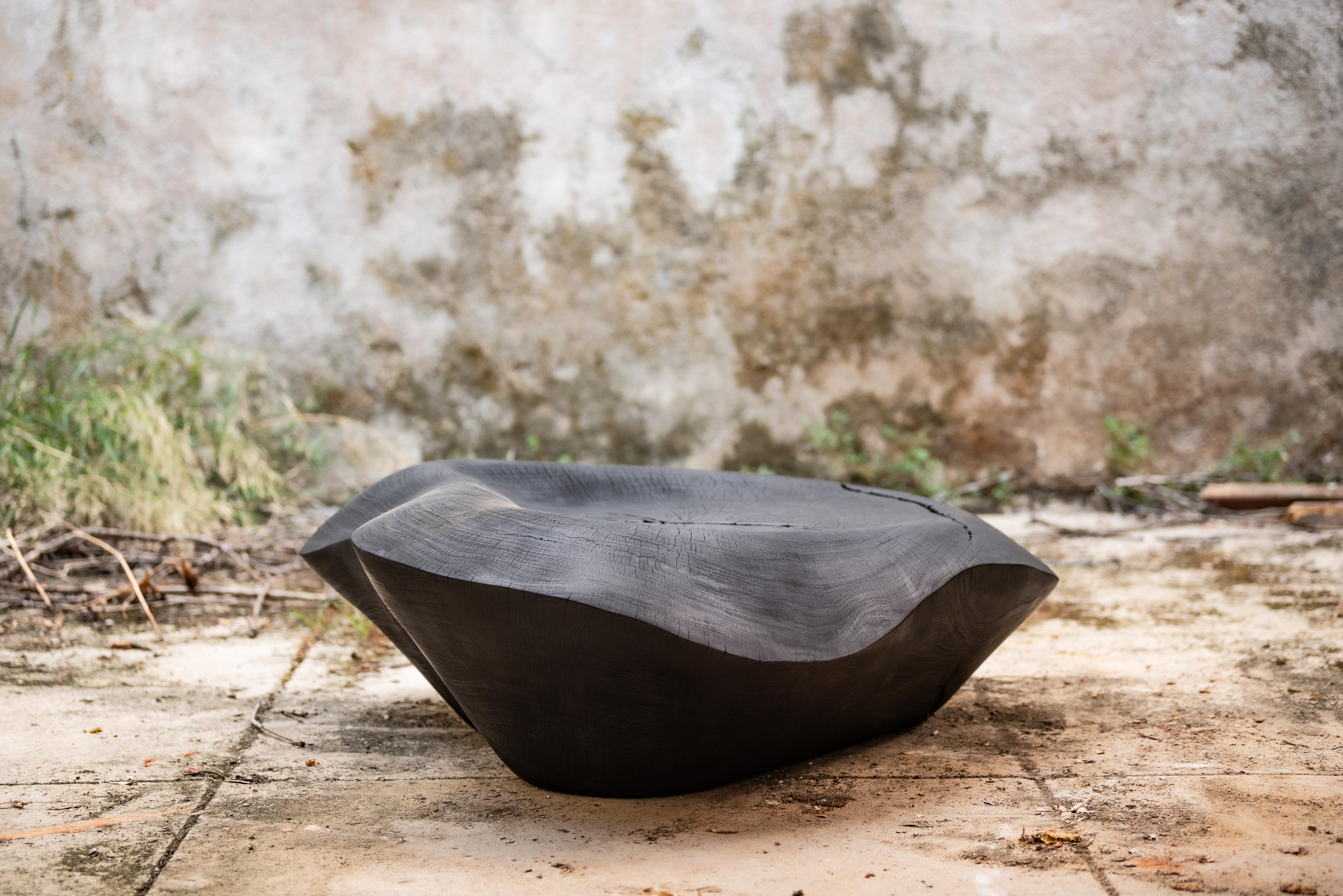 Black Burned zazinga contemporary low table For Sale 5