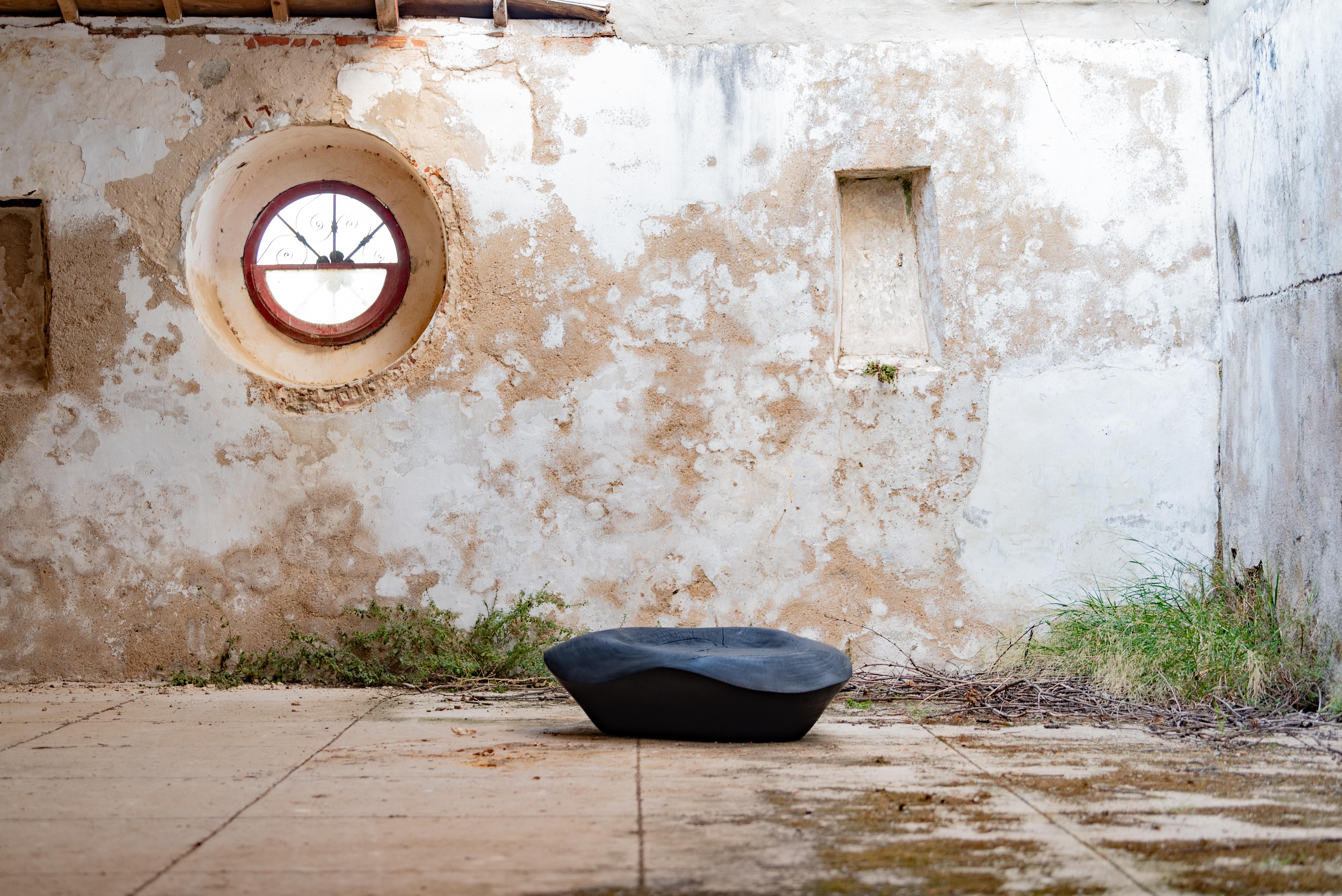 Hand-Crafted Black Burned zazinga contemporary low table For Sale