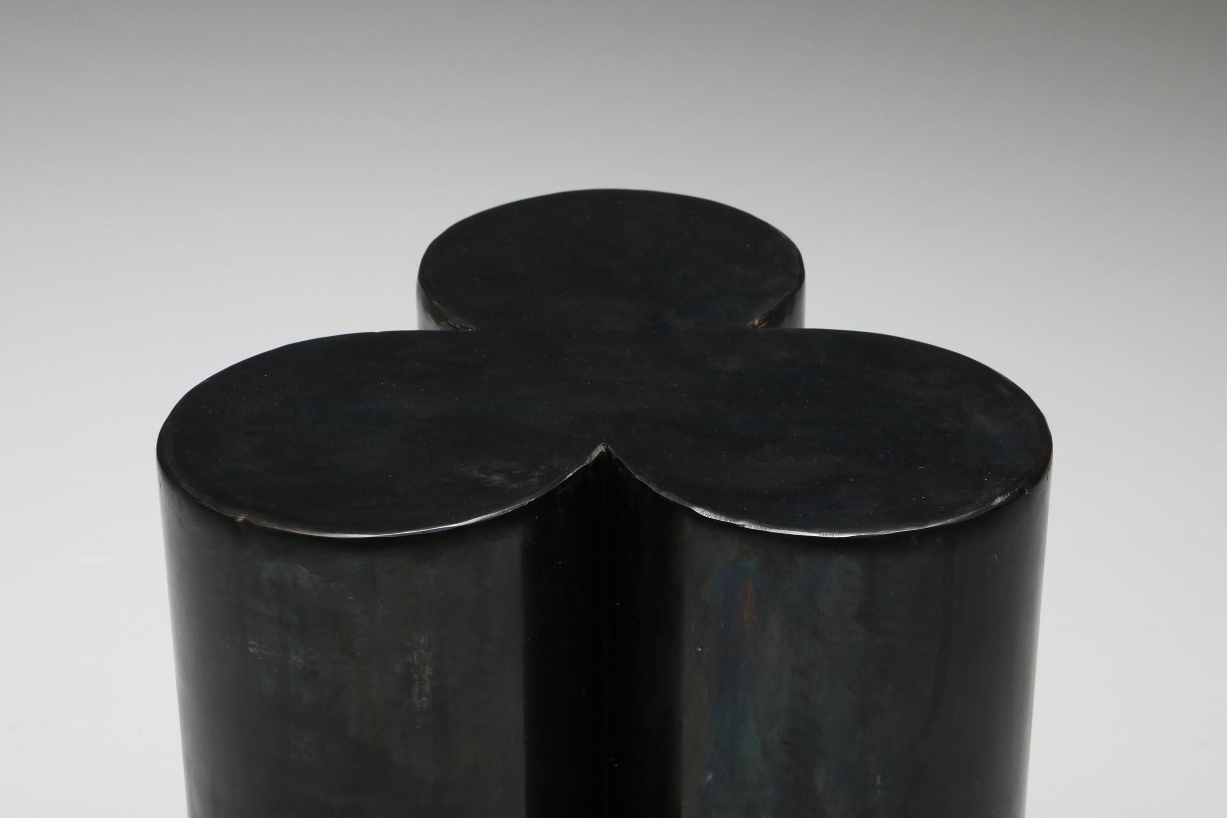 Steel Black Burnished Iroko 'Zenuso' Side Table