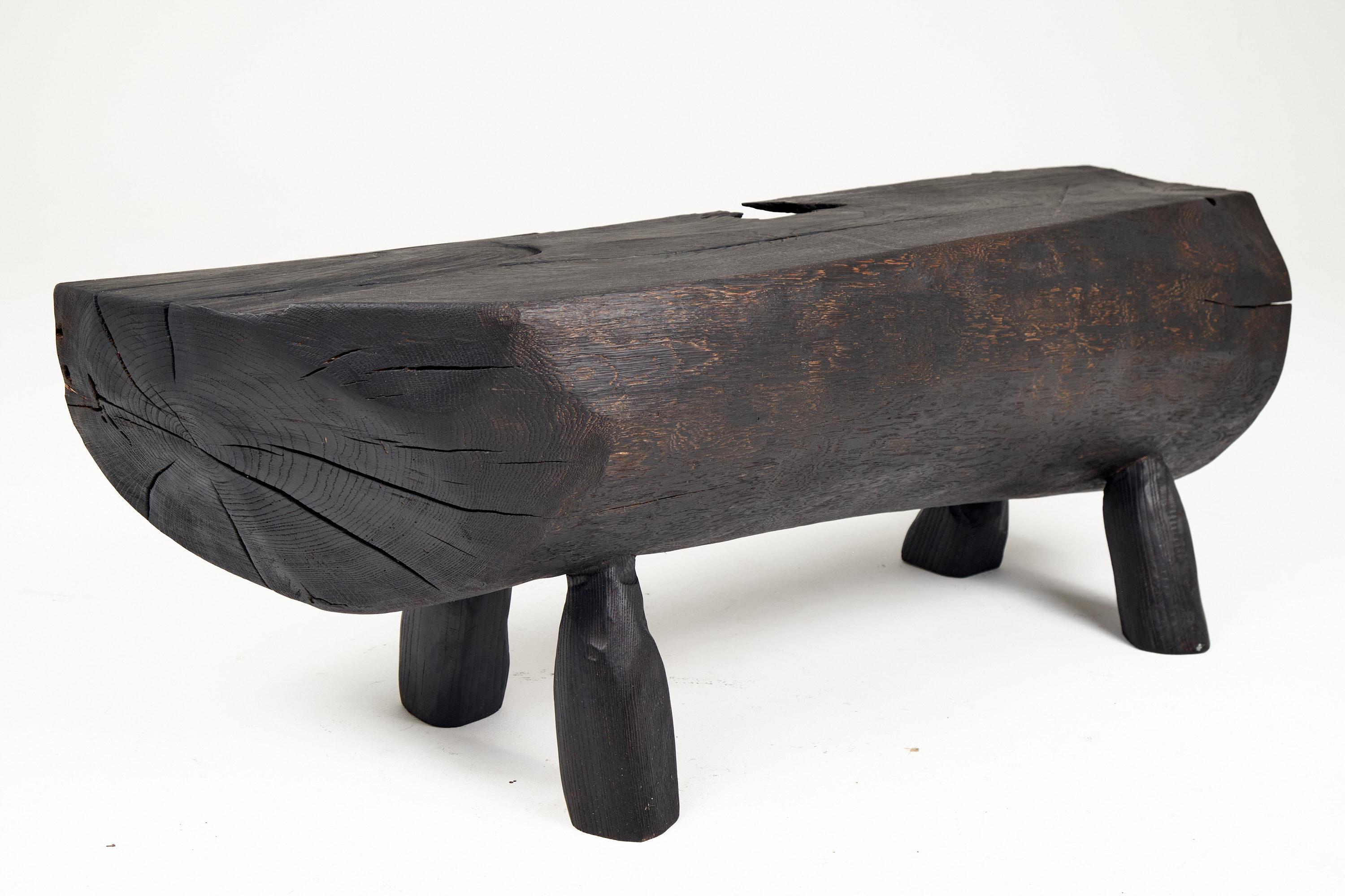Black Burnt Wood, Panchina brutalista, Da esterno e da interno, Naturale ed ecologica in vendita 5