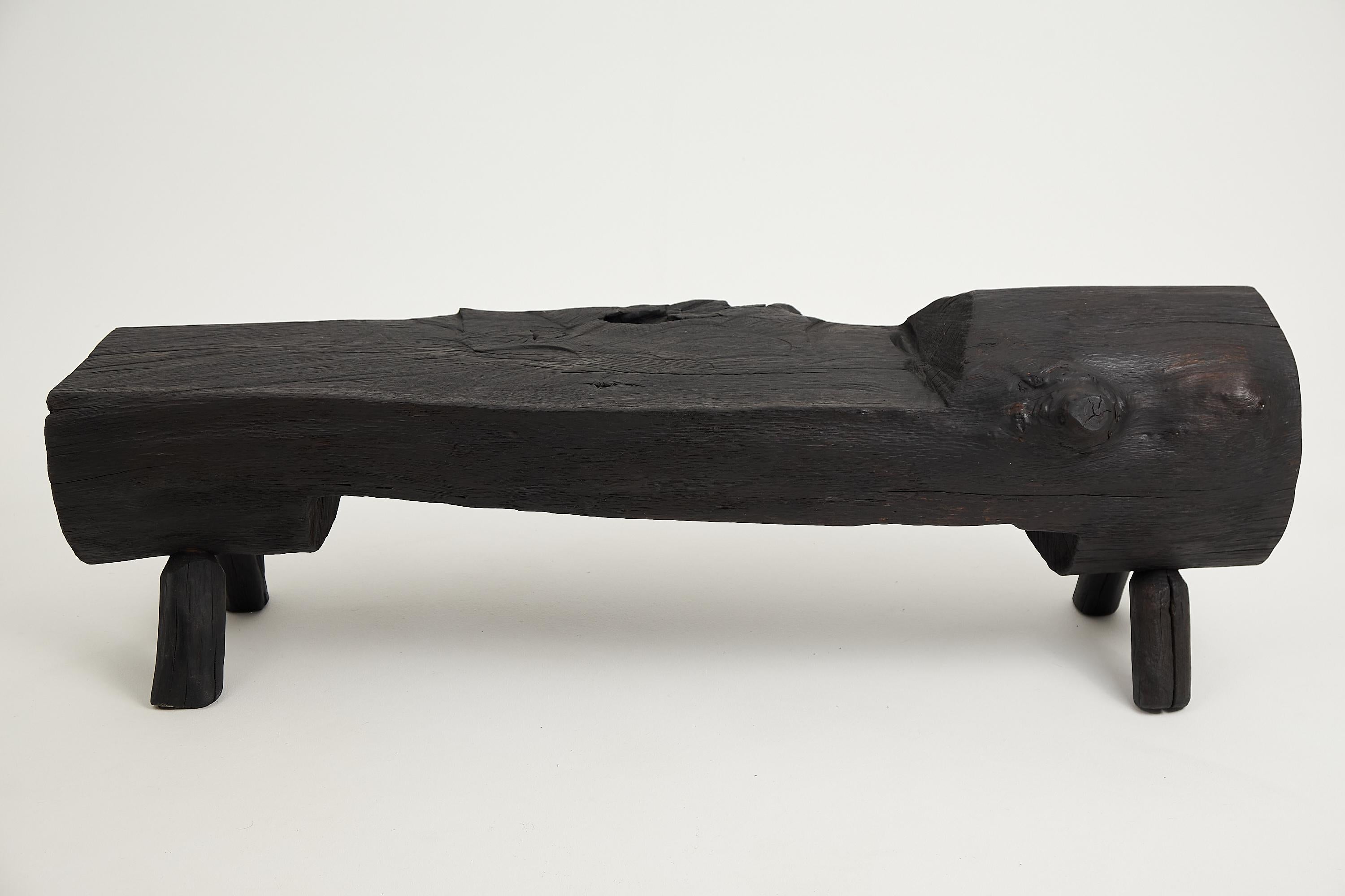 Schwarz gebranntes Holz, Brutalistische Bank, Outdoor & Indoor, Natürlich und umweltfreundlich im Angebot 6
