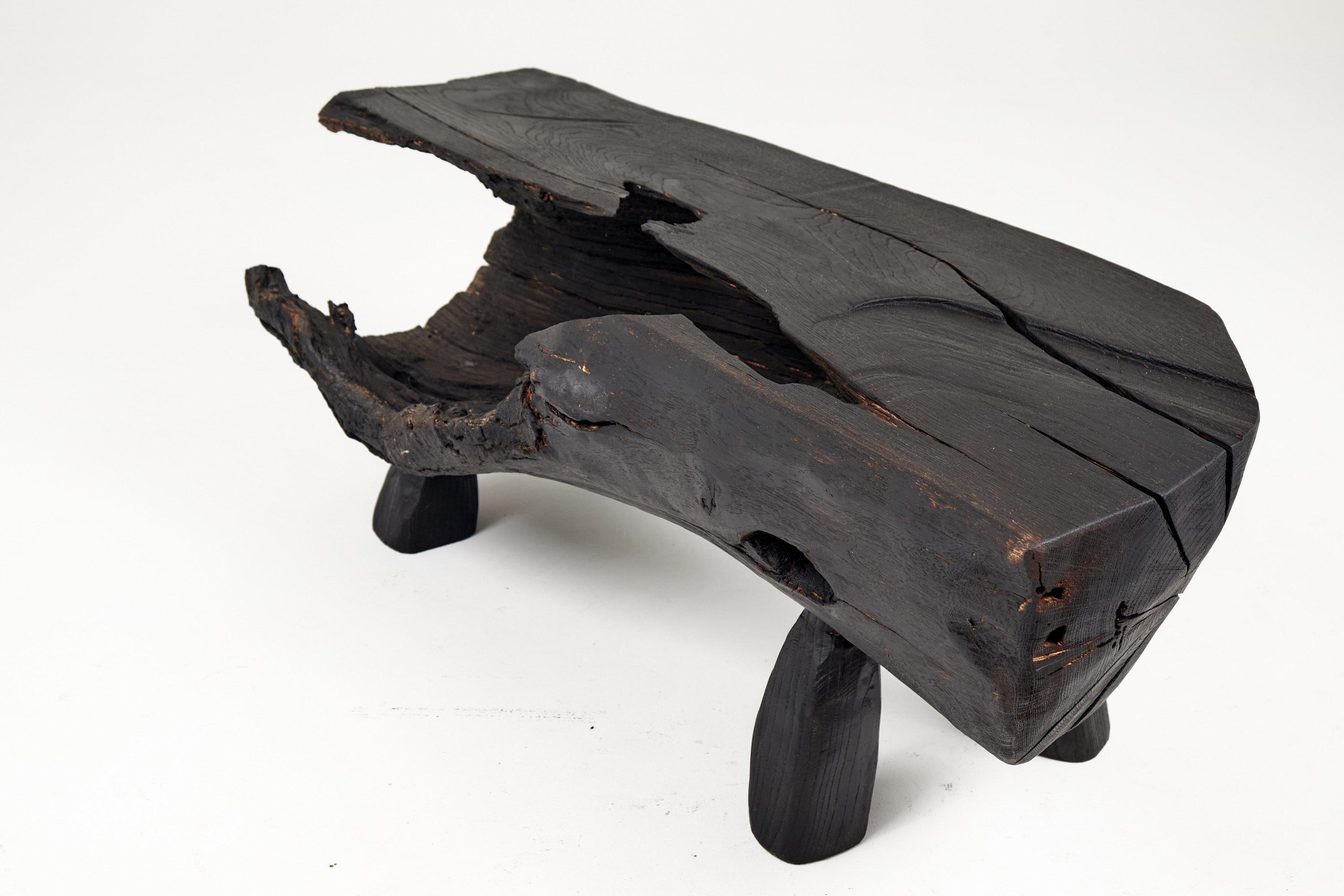 Black Burnt Wood, Panchina brutalista, Da esterno e da interno, Naturale ed ecologica in vendita 8