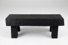 Black Burnt Wood, Brutalist Bench, Outdoor & Indoor, Natural and Eco Friendly